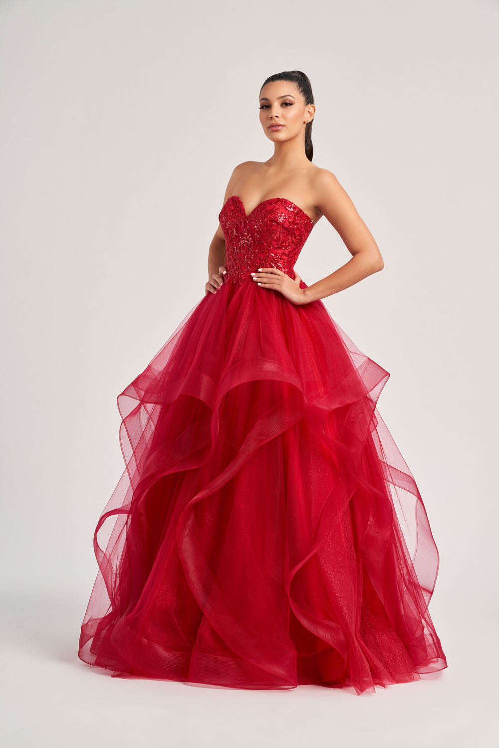 Colette CL8290 prom dress images.  Colette CL8290 is available in these colors: Scarlet.