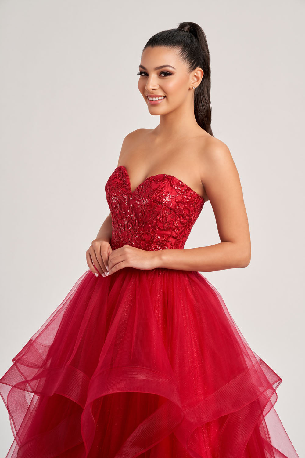 Colette CL8290 prom dress images.  Colette CL8290 is available in these colors: Scarlet.