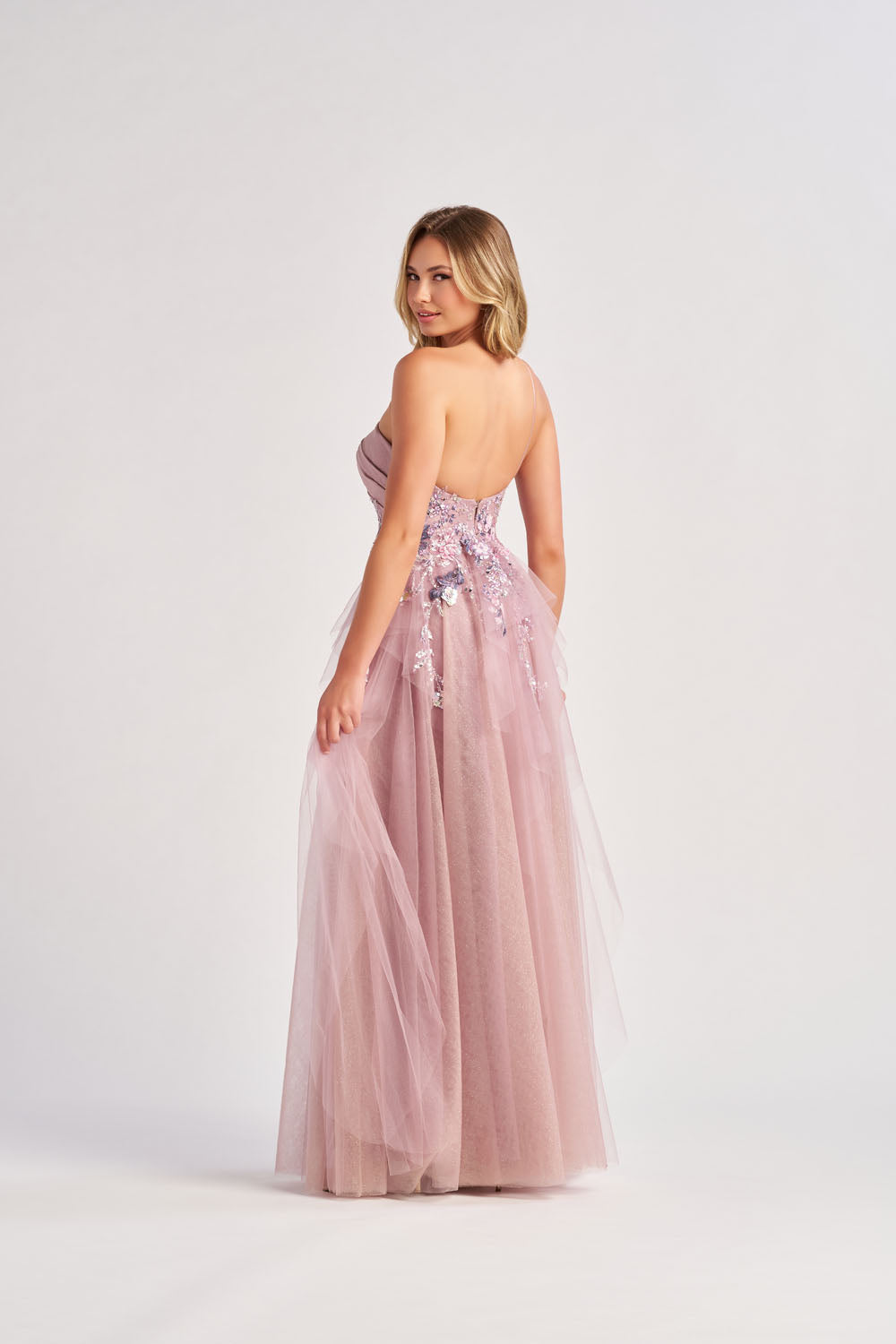 Colette CL8400 prom dress images.  Colette CL8400 is available in these colors: Dusty Lilac Multi, Champagne Multi.