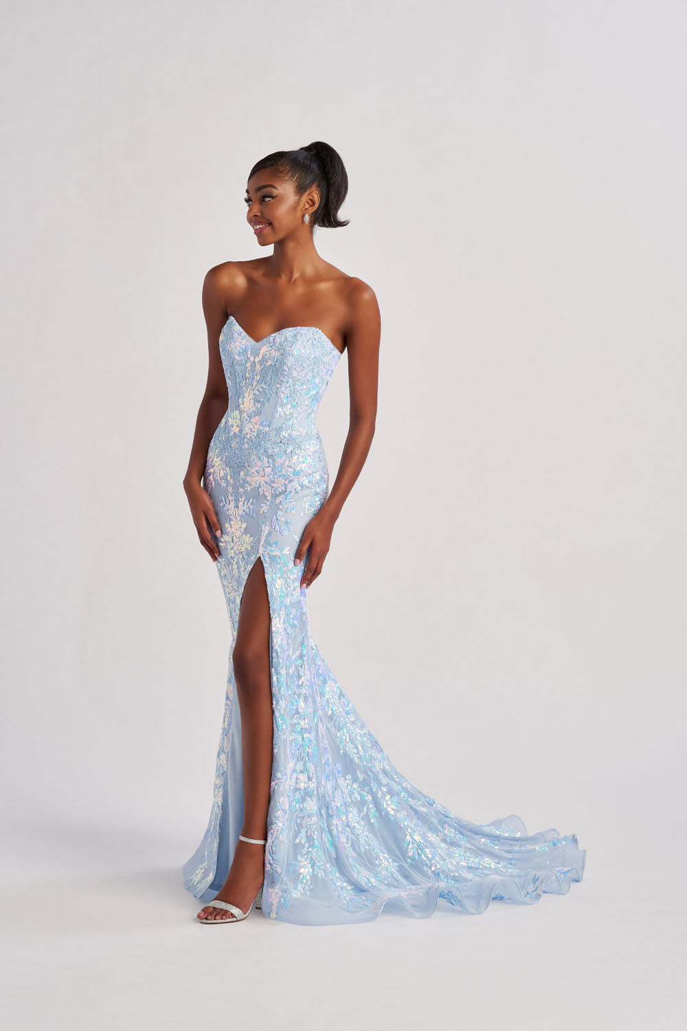 Colette CL8440 prom dress images.  Colette CL8440 is available in these colors: Ice Blue, Spruce, Cotton Candy.