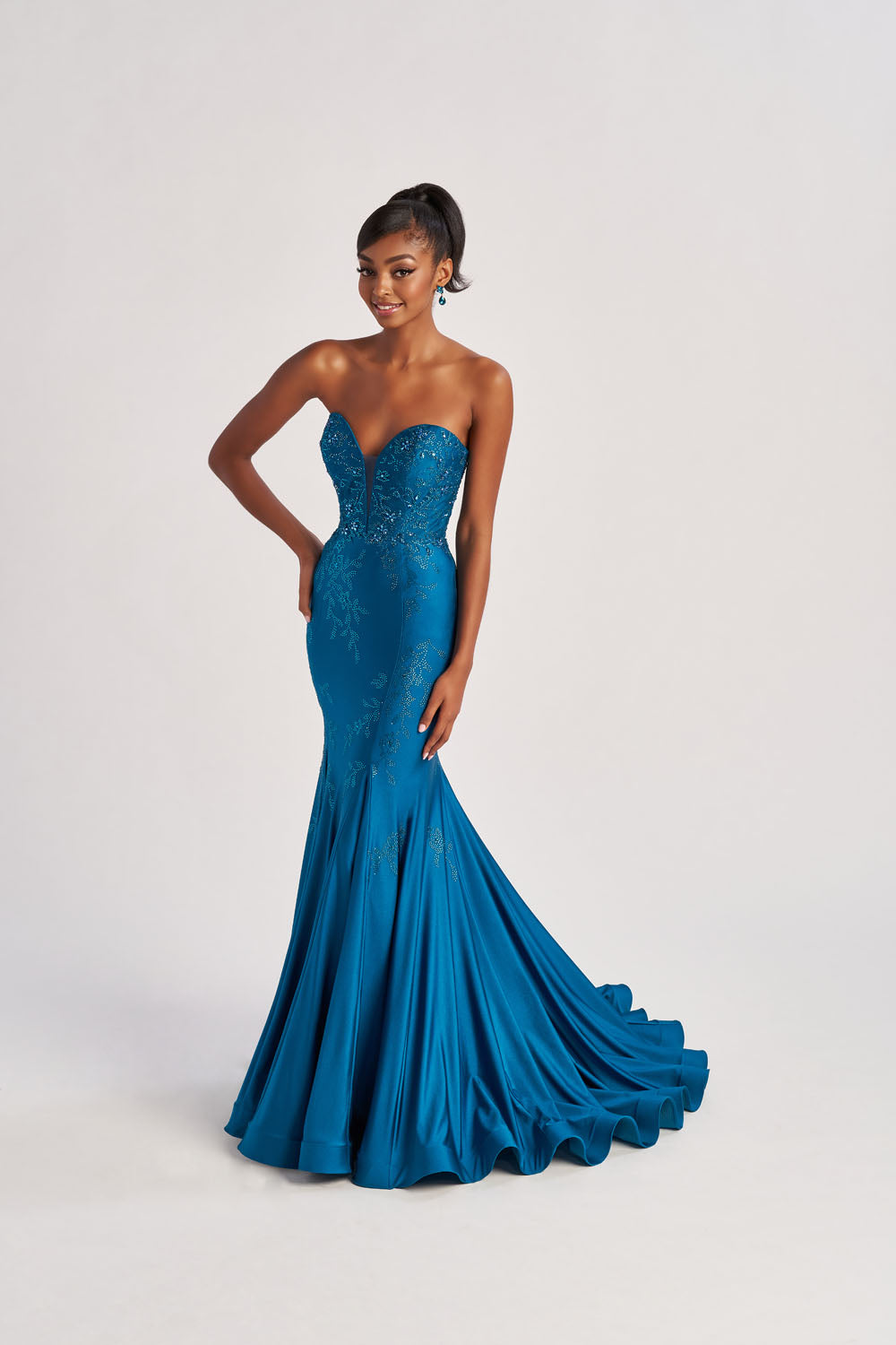 Colette CL8445 prom dress images.  Colette CL8445 is available in these colors: Red, Dark Turquoise.