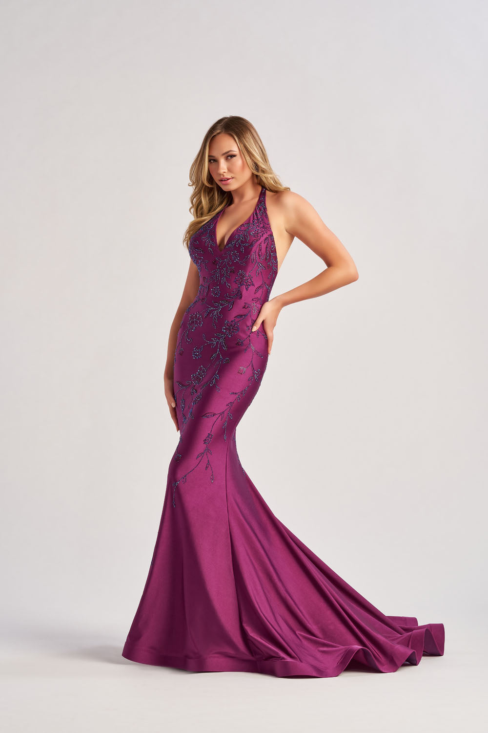Colette CL8455 prom dress images.  Colette CL8455 is available in these colors: Lipstick Pink, Plum.