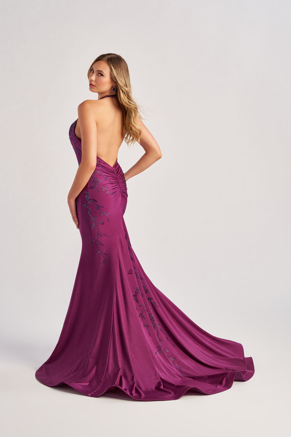 Colette CL8455 prom dress images.  Colette CL8455 is available in these colors: Lipstick Pink, Plum.