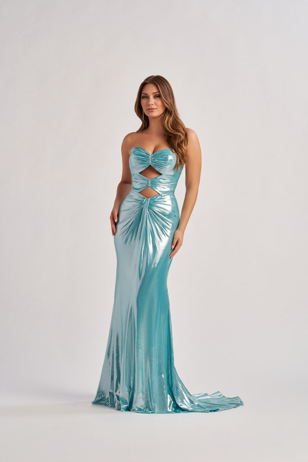 Colette CL8545 prom dress images.  Colette CL8545 is available in these colors: Aqua, Pink, Gold.