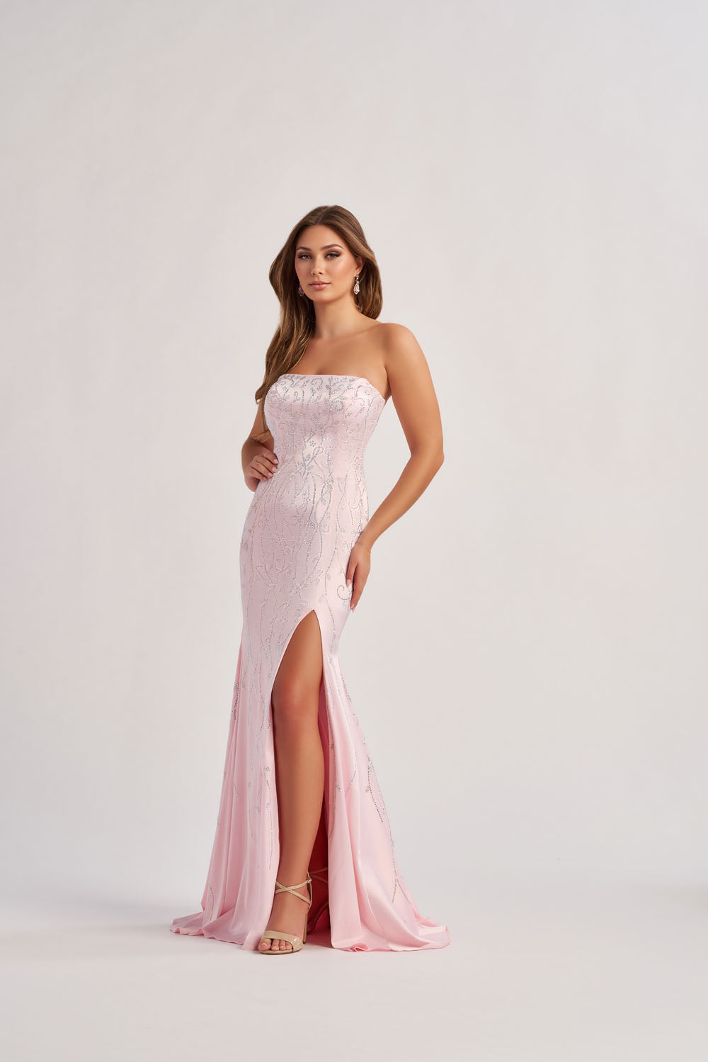 Colette CL8570 prom dress images.  Colette CL8570 is available in these colors: Ice Pink, Scarlet.