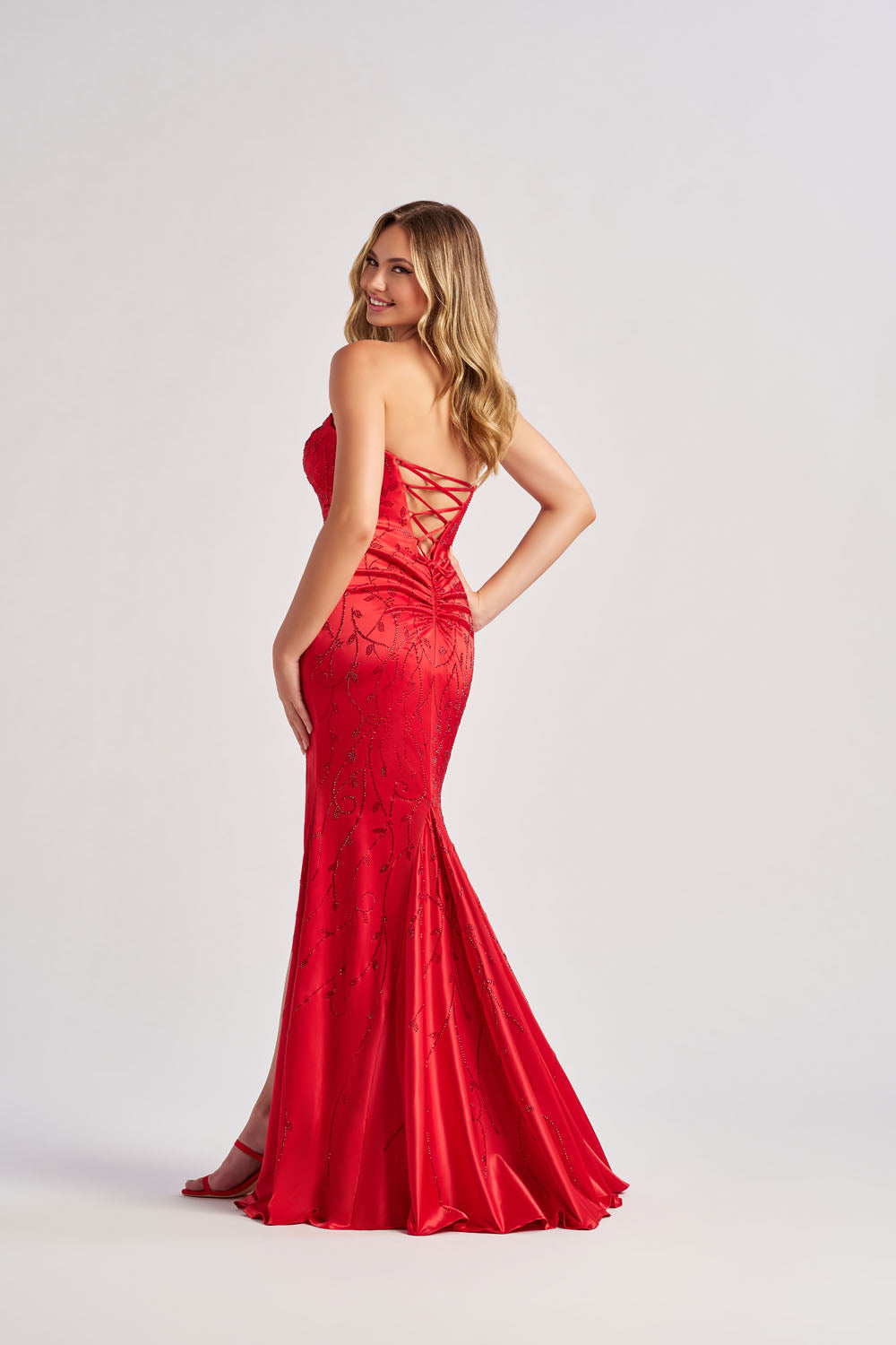 Colette CL8570 prom dress images.  Colette CL8570 is available in these colors: Ice Pink, Scarlet.