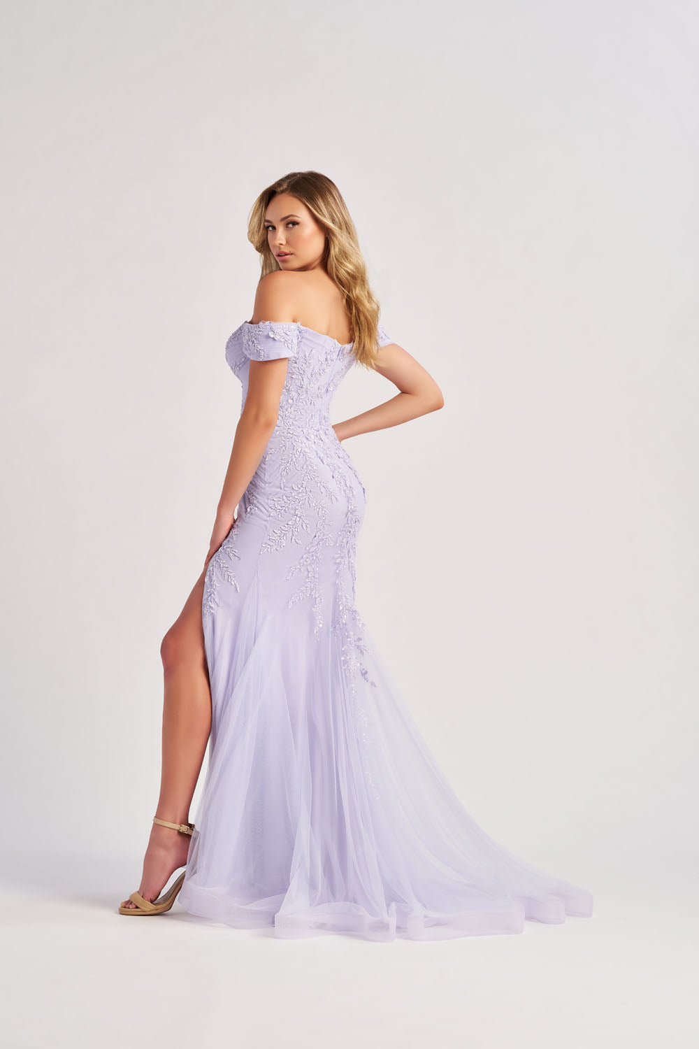 Colette CL8645 prom dress images.  Colette CL8645 is available in these colors: Lilac, Light Blue, Buttercup.