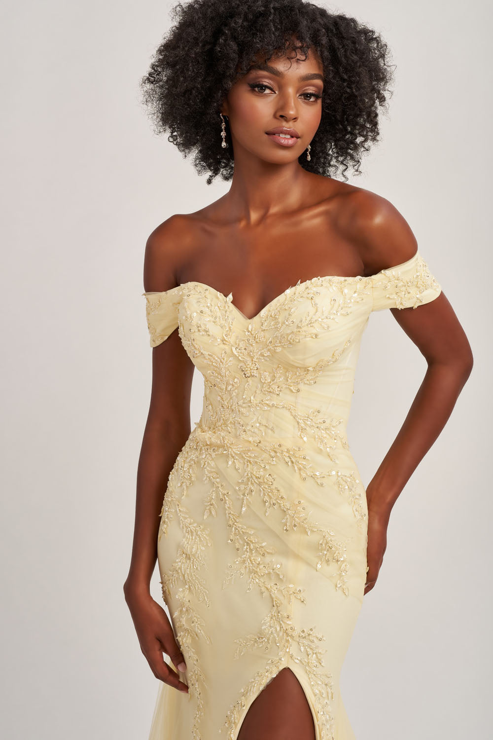 Colette CL8645 prom dress images.  Colette CL8645 is available in these colors: Lilac, Light Blue, Buttercup.