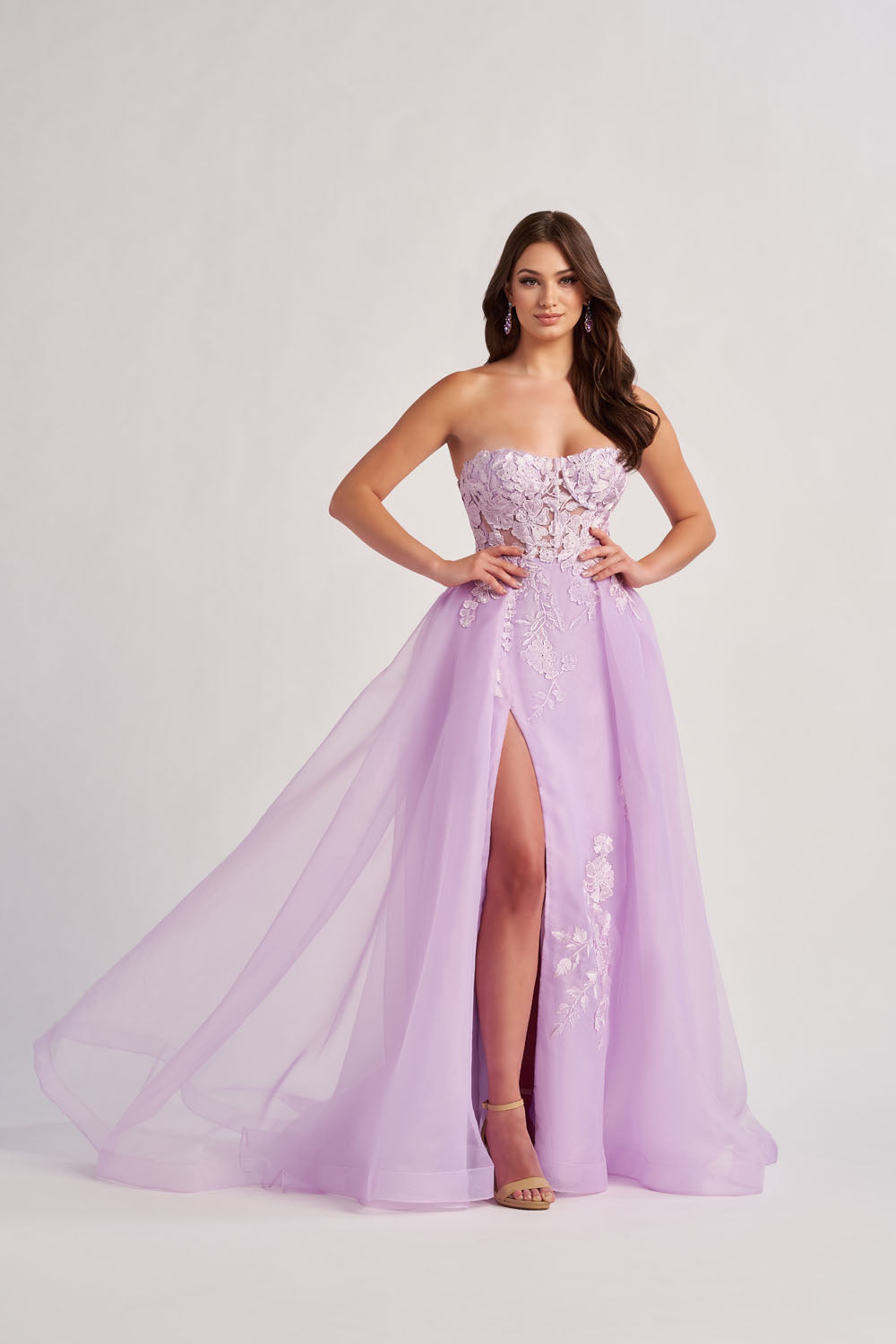 Colette CL8660 prom dress images. Colette CL8660 is available in these colors: Lilac, Bubblegum Pink.