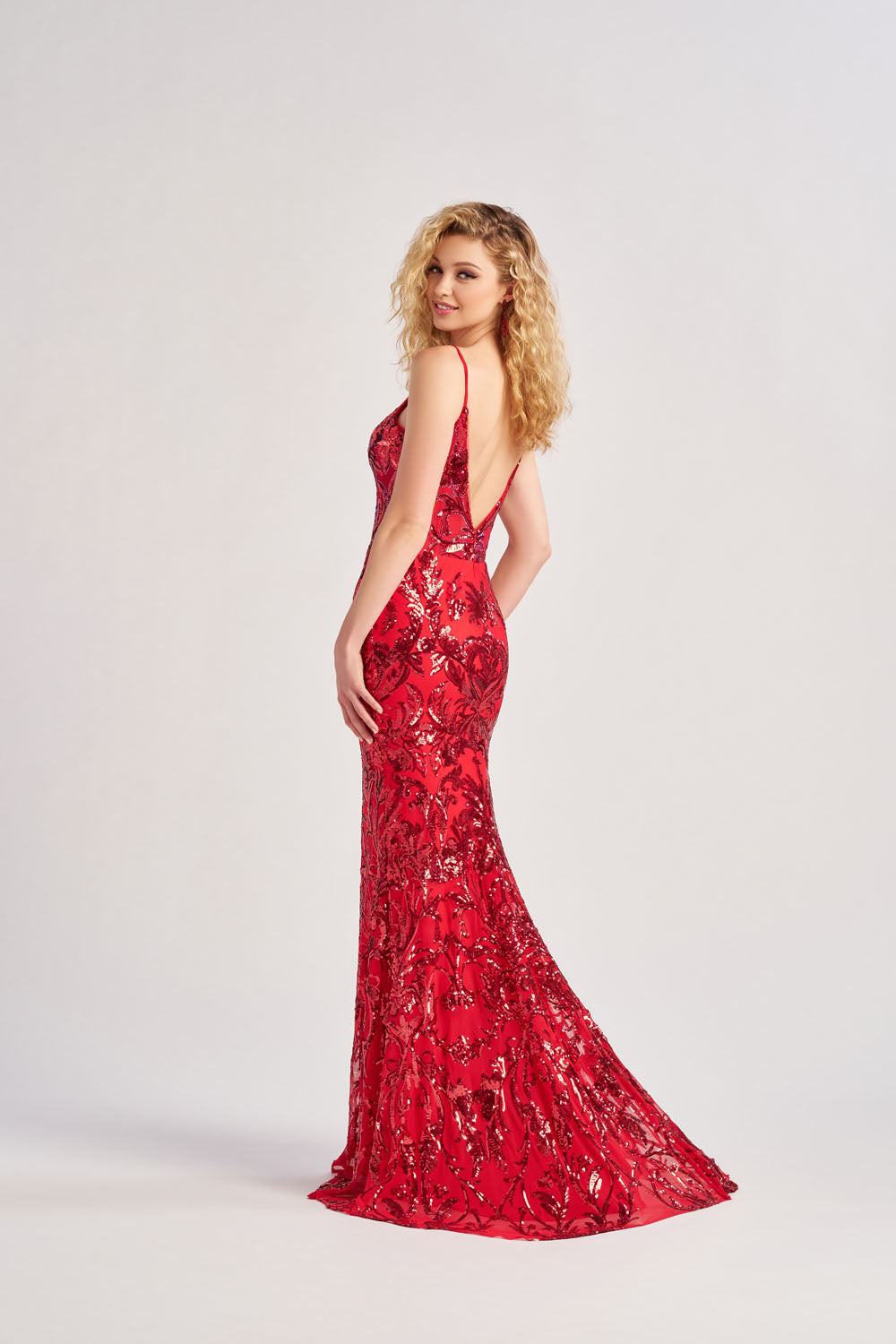 Colette CL8685 prom dress images.  Colette CL8685 is available in these colors: Red, Emerald, Periwinkle.