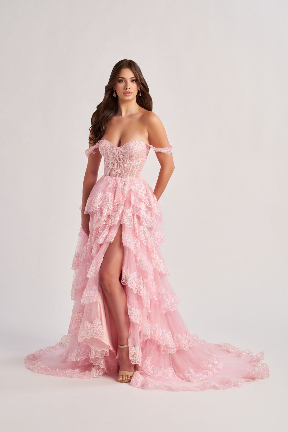 Colette CL8690 prom dress images.  Colette CL8690 is available in these colors: Pink, Blue.