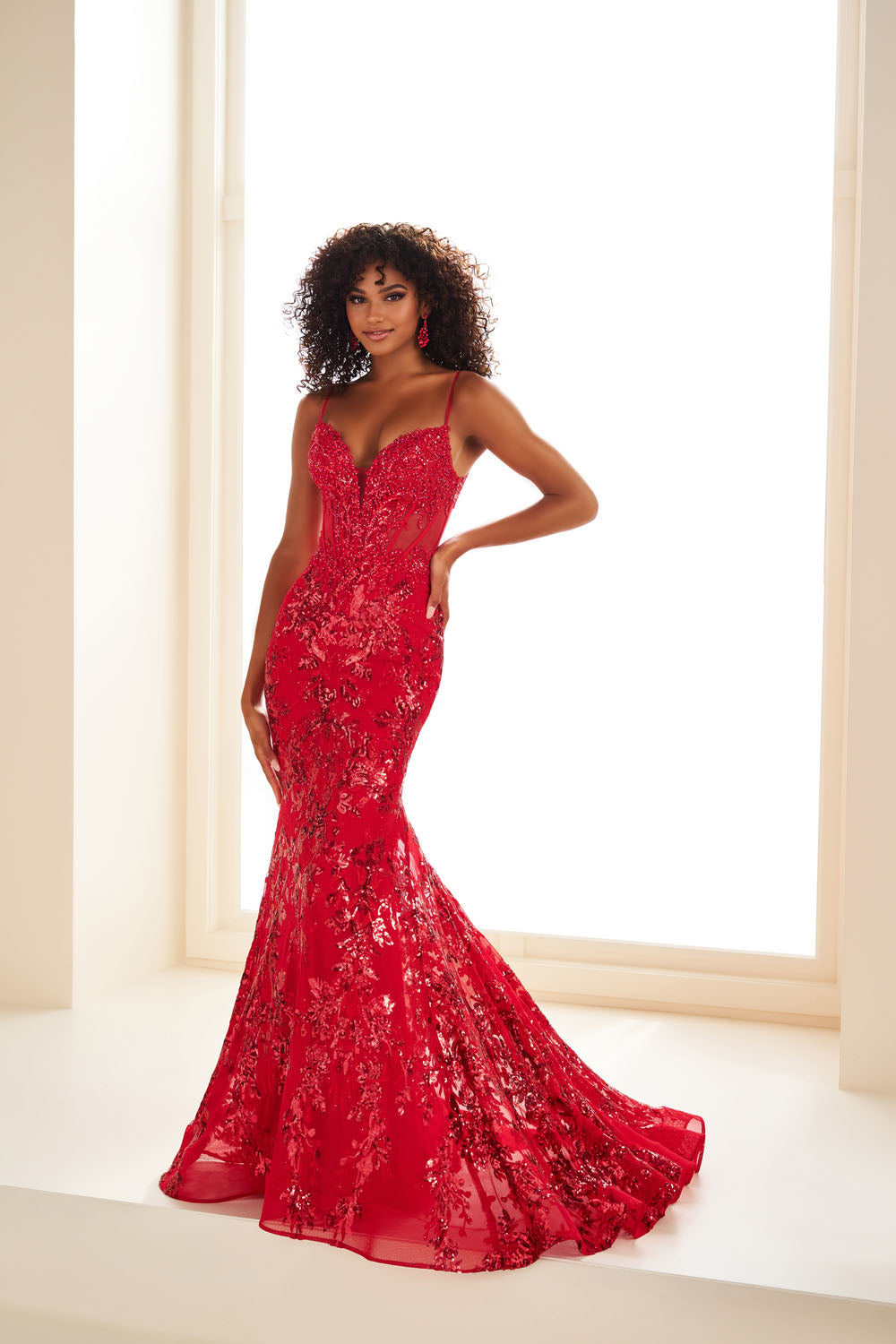 Ellie Wilde EW36003 mermaid prom dress images. Ellie Wilde EW36003 is available in these colors: Red, Dusk, Navy Blue, Emerald, Cerulean Blue, Hot Pink, Black.