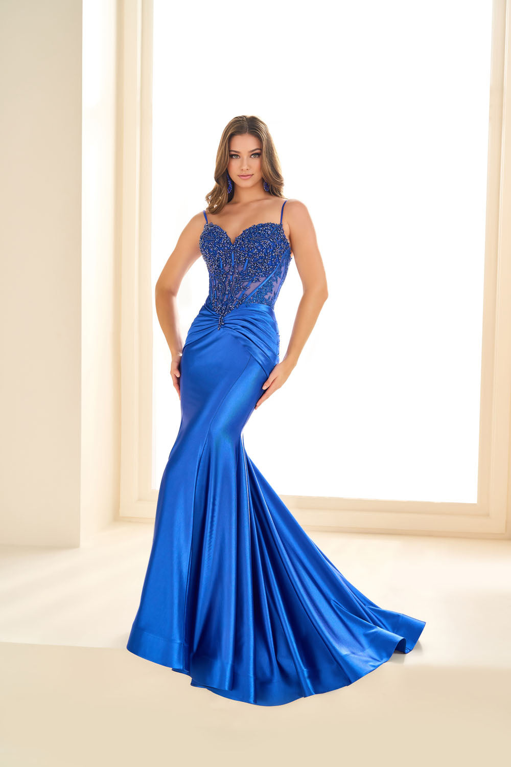 Ellie Wilde EW36004 mermaid prom dress images. Ellie Wilde EW36004 is available in these colors: Rose Gold, Royal Blue, Misty Blue Silver, Sea Glass Silver, Black, Gold, Red.