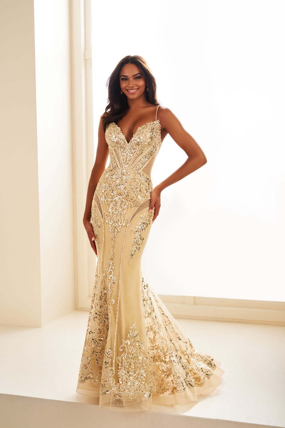 Ellie Wilde EW36006 mermaid prom dress images. Ellie Wilde EW36006 is available in these colors: Black, Periwinkle, Red, Royal Blue, Gold.
