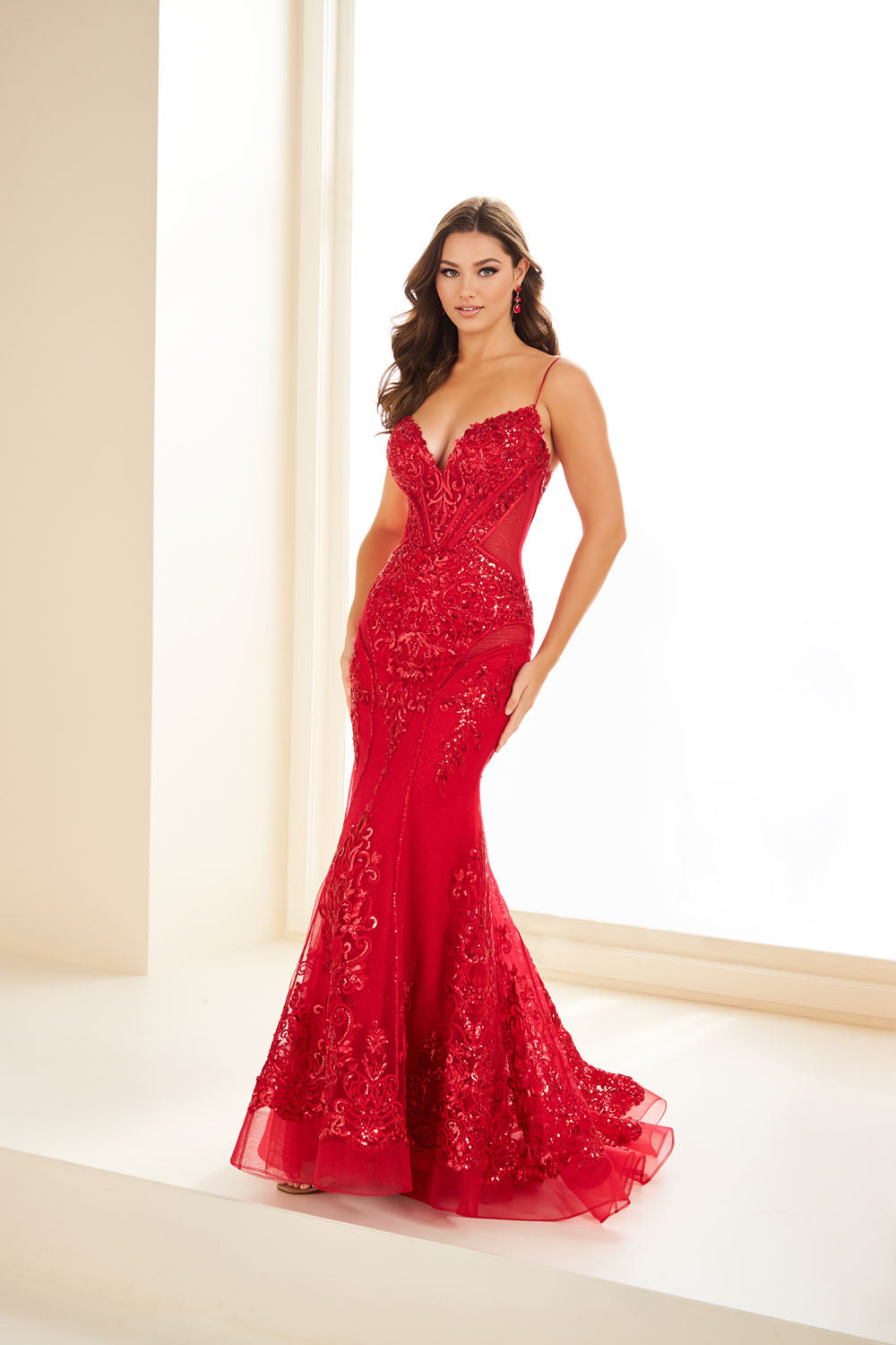 Ellie Wilde EW36006 mermaid prom dress images. Ellie Wilde EW36006 is available in these colors: Black, Periwinkle, Red, Royal Blue, Gold.