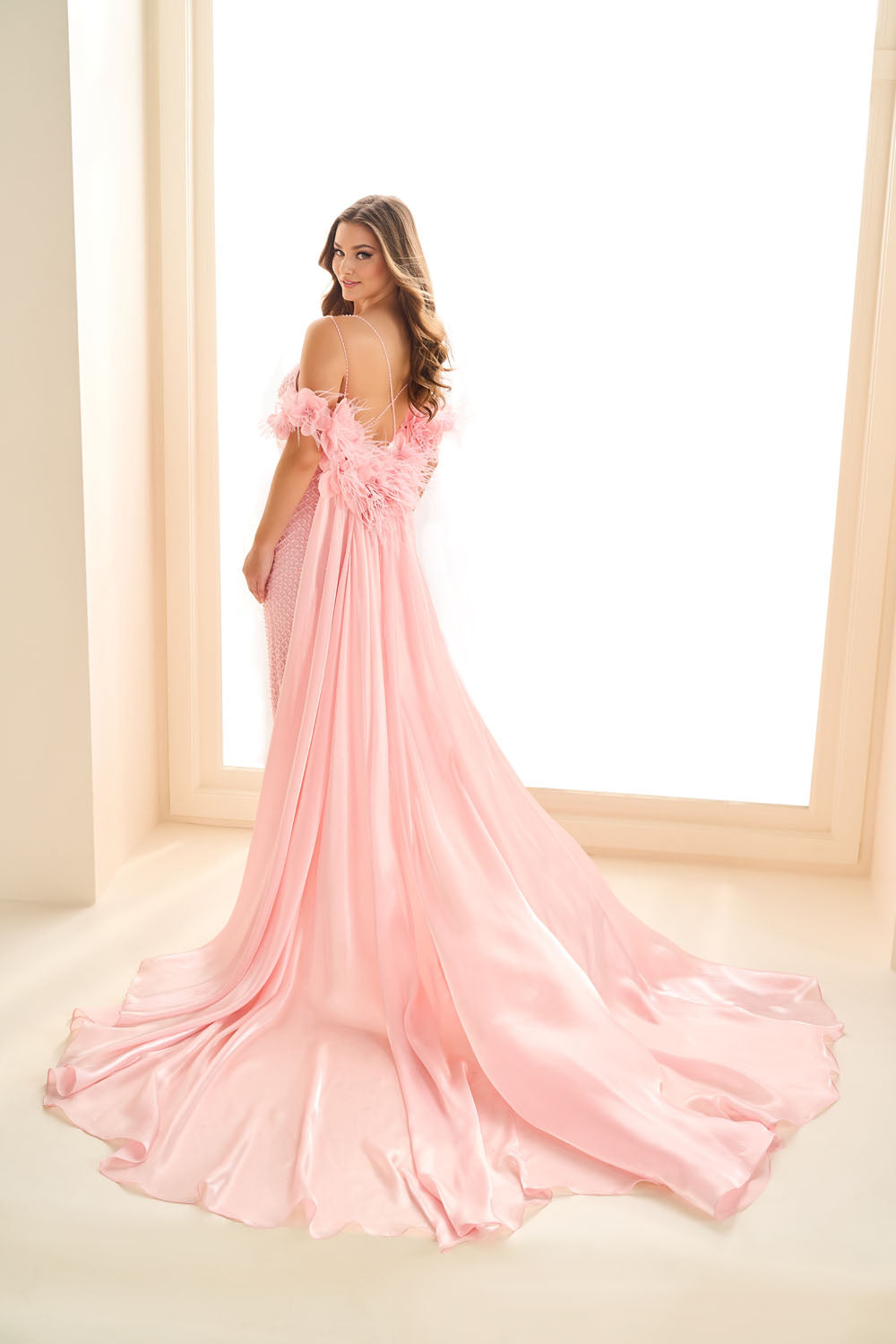 Ellie Wilde EW36027 sheath prom dress images. Ellie Wilde EW36027 is available in these colors: Light Pink, Silver Nude, Gold.