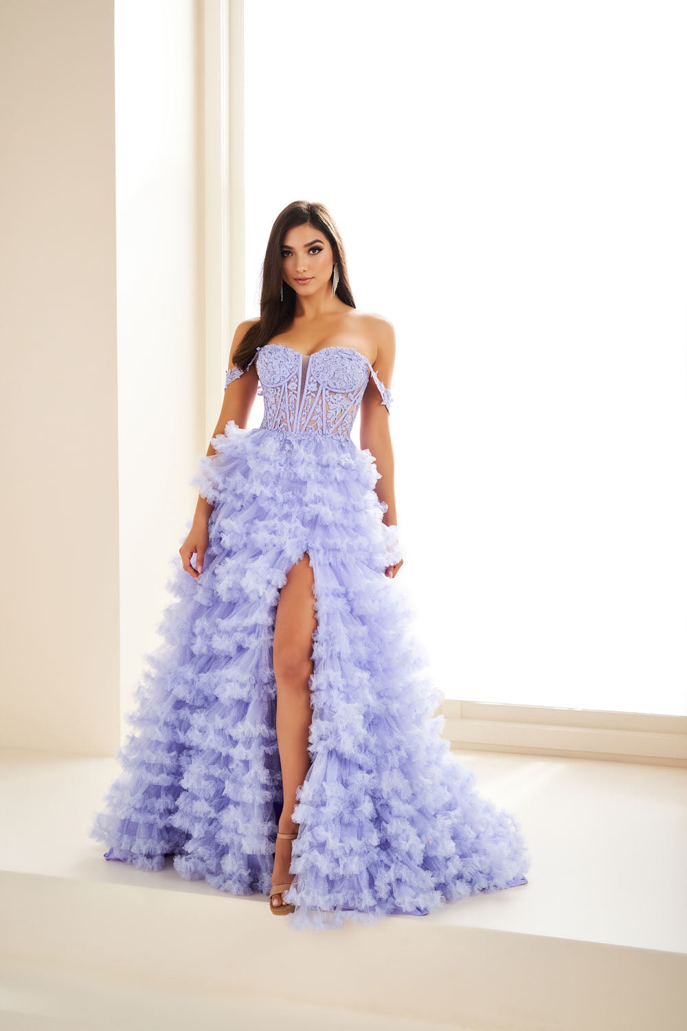Ellie Wilde EW36201 ball gown prom dress images. Ellie Wilde EW36201 is available in these colors: Barbie Pink, Periwinkle.