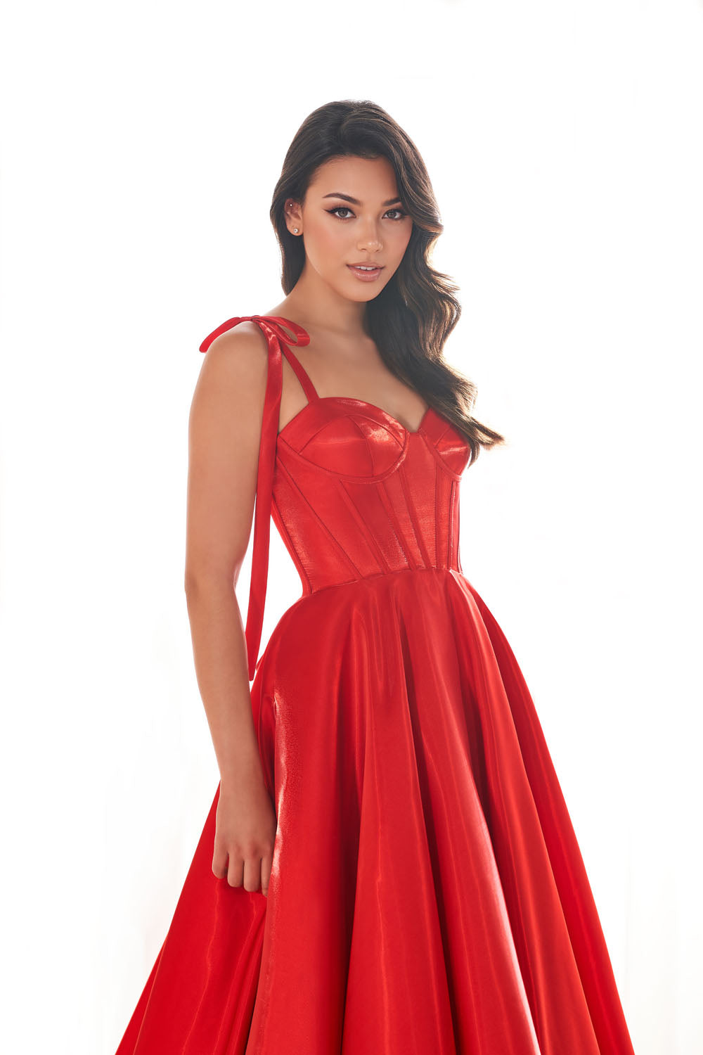 Ellie Wilde EW36210 ball gown prom dress images.  Ellie Wilde EW36210 is available in these colors: Red, Light Rose, Navy Blue, Diamond White.