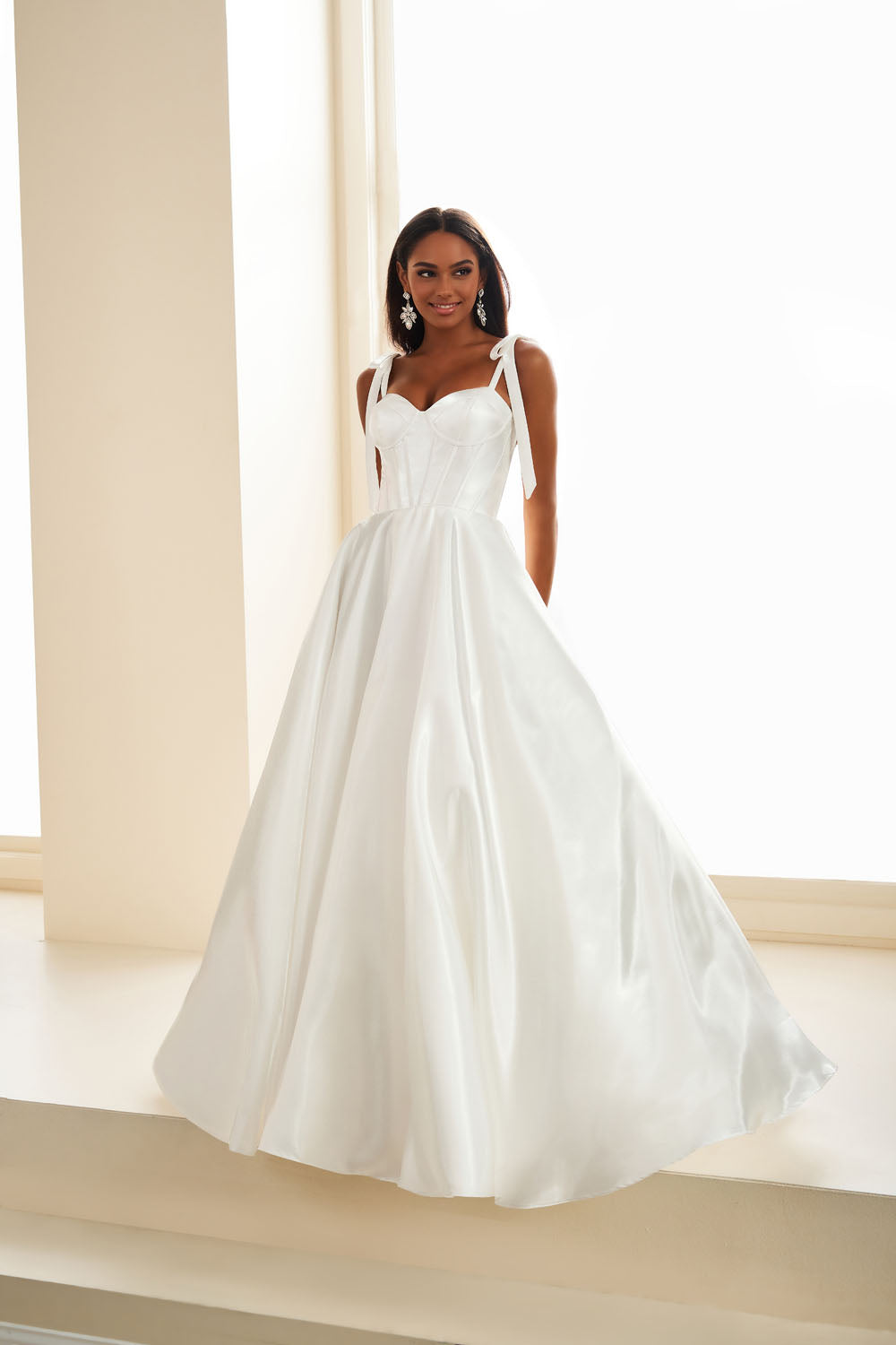 Ellie Wilde EW36210 ball gown prom dress images.  Ellie Wilde EW36210 is available in these colors: Red, Light Rose, Navy Blue, Diamond White.