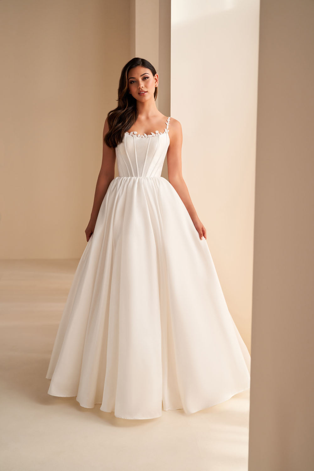 Ellie Wilde EW36221 ball gown prom dress images.  Ellie Wilde EW36221 is available in these colors: Diamond White, Royal Blue, Teal.