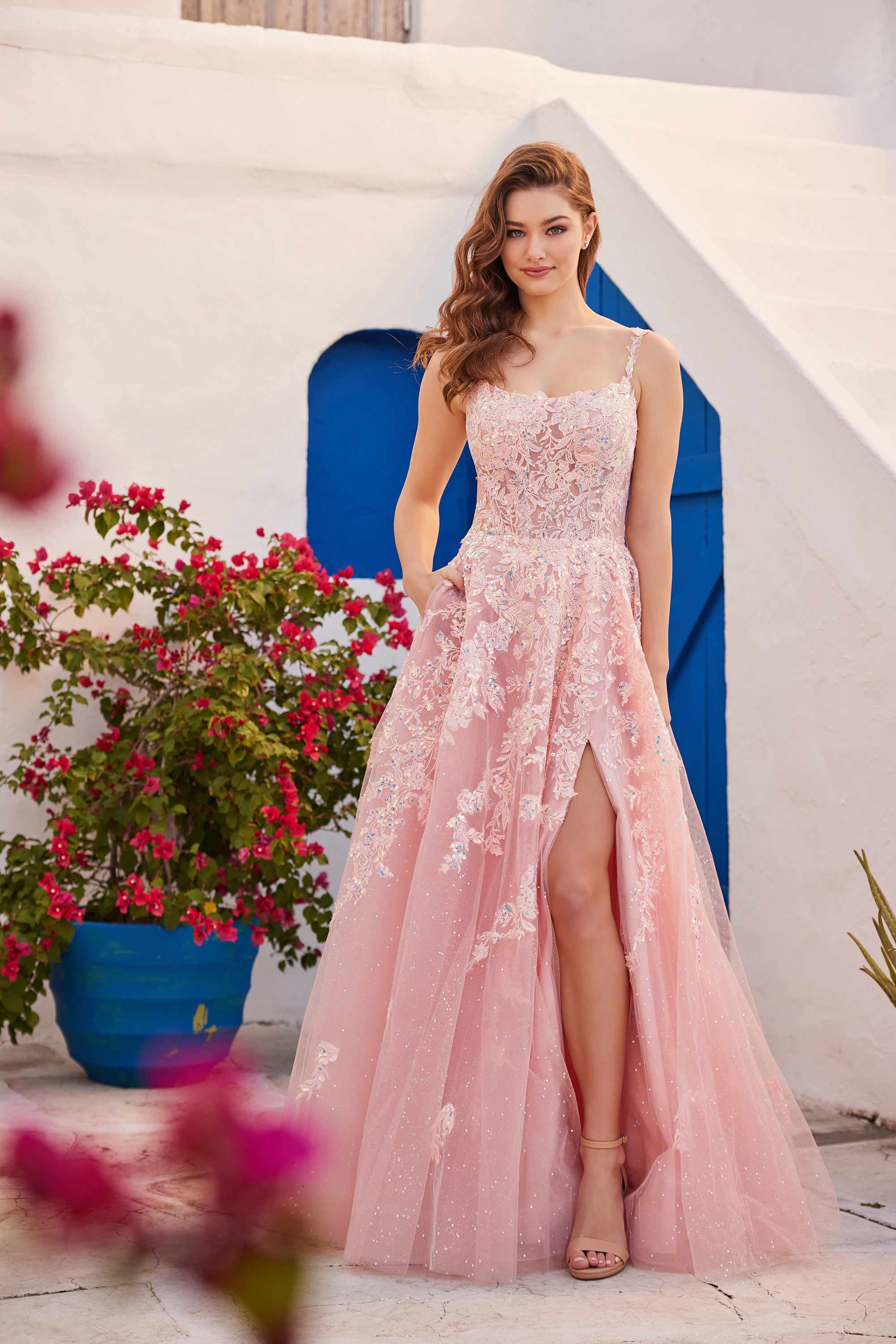 Ellie Wilde EW35114 prom dress images. Ellie Wilde EW35114 is available in these colors: Blush, Lilac, and Sage.