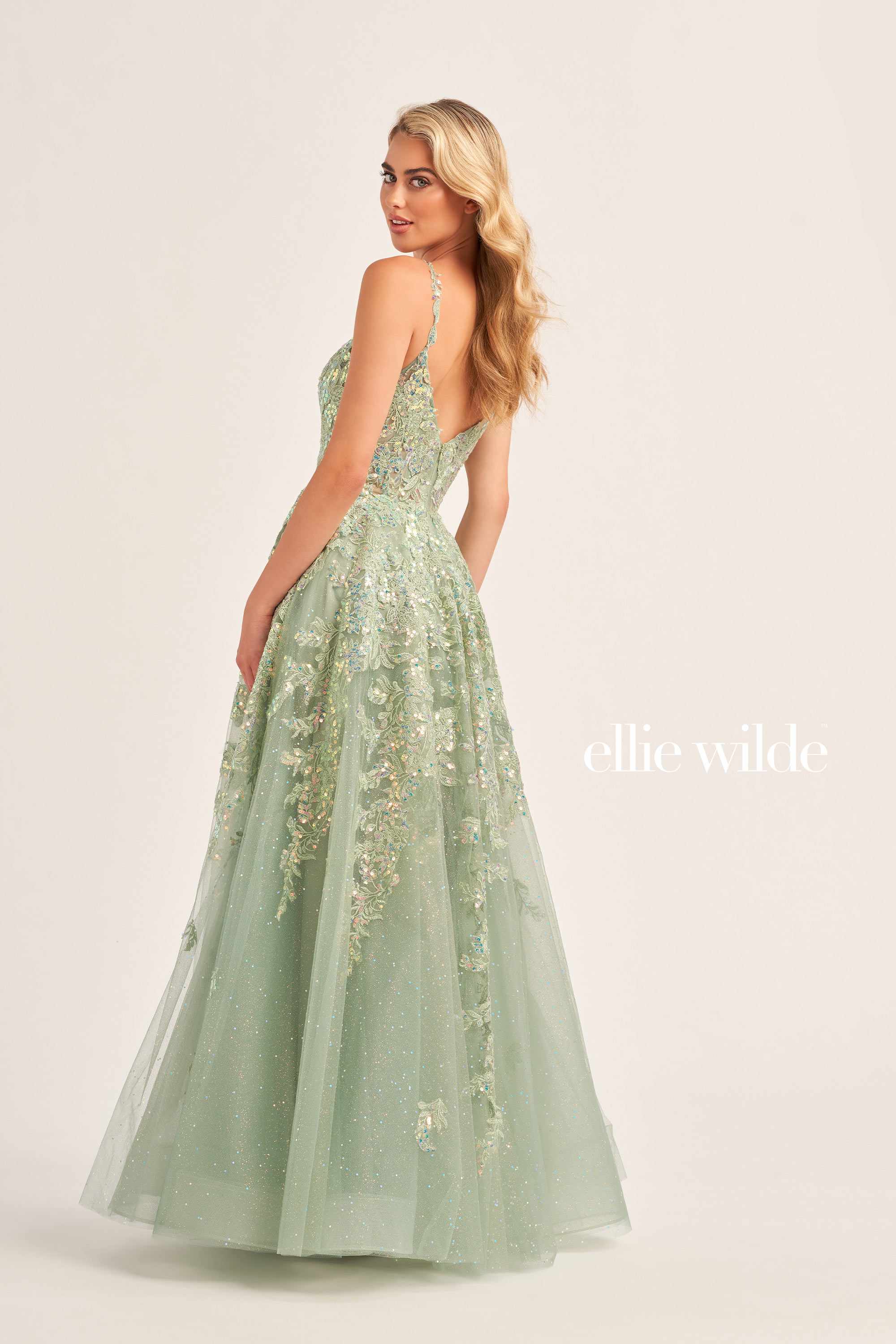 Ellie Wilde EW35114 prom dress images. Ellie Wilde EW35114 is available in these colors: Blush, Lilac, and Sage.