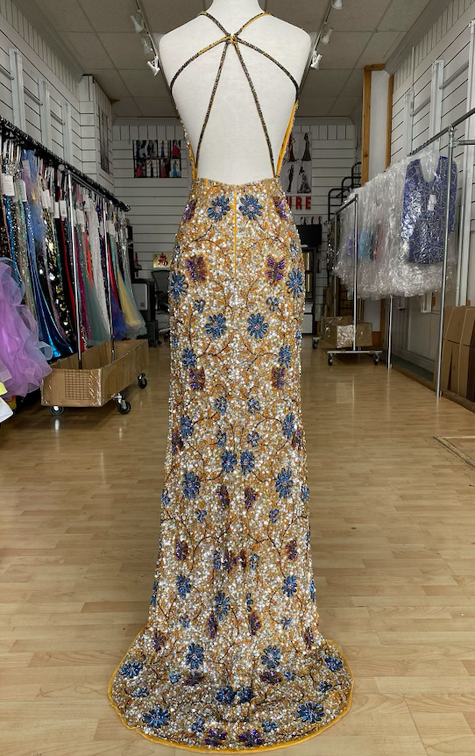 Jasz Couture 7703 prom dress images.  Jasz Couture 7703 is available in these colors: Gold.