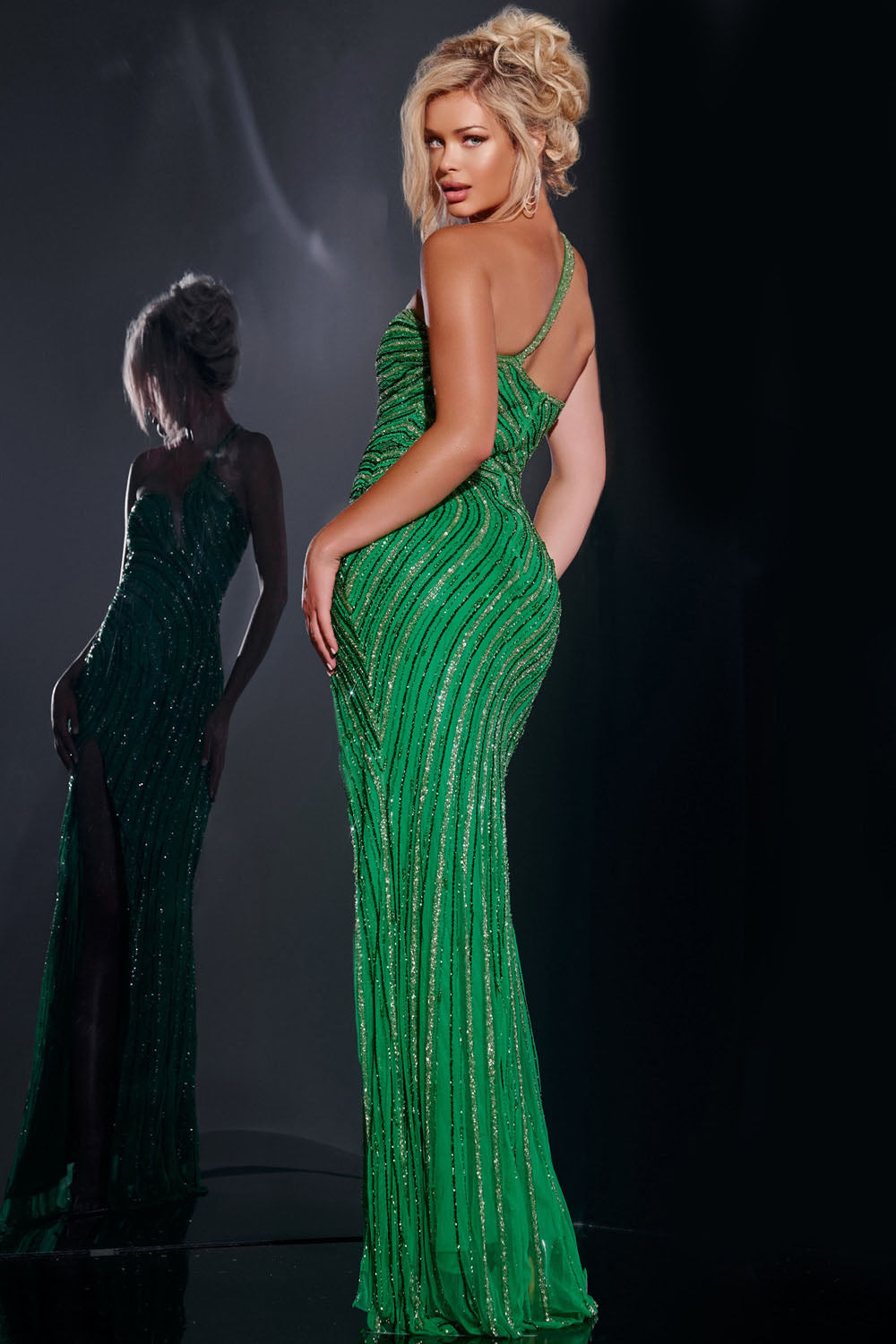 Jovani 34010 prom dress images. Jovani 34010 is available in these colors: Green, Nude.