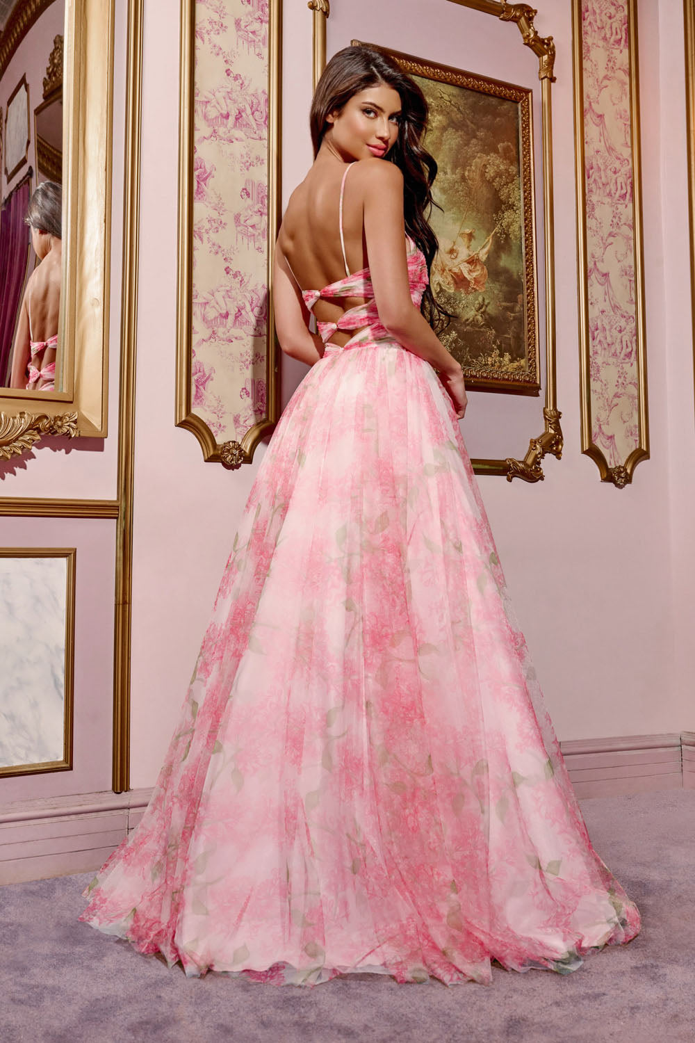 Jovani 40402 prom dress images. Jovani 40402 is available in these colors: Red Print, Blue Print, Black.