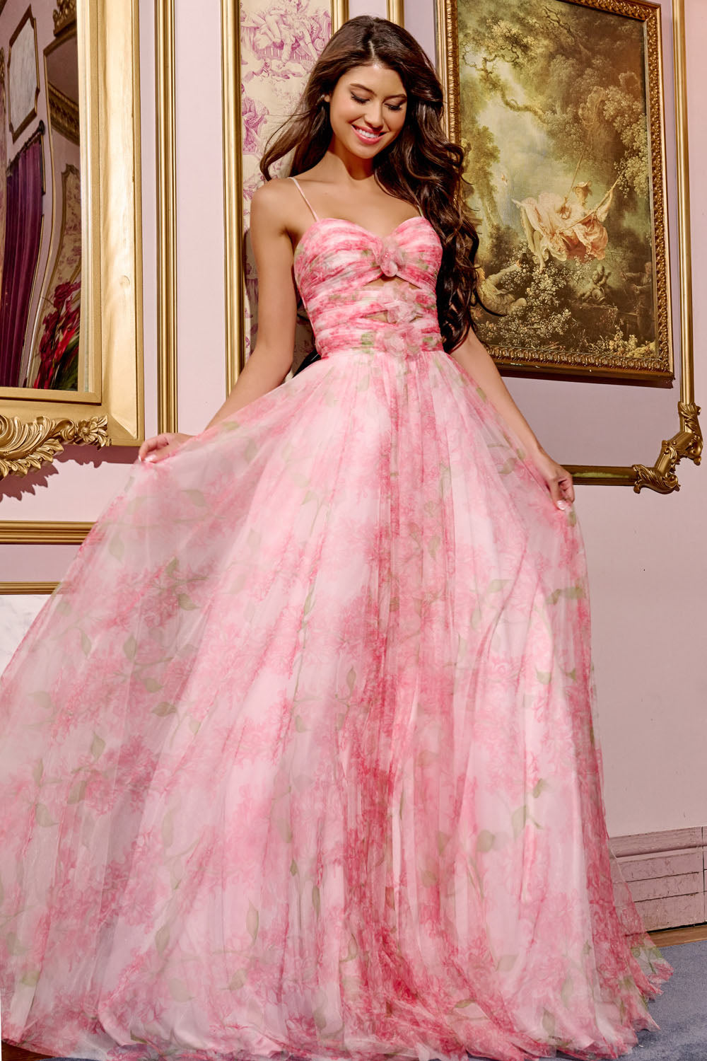Jovani 40402 prom dress images. Jovani 40402 is available in these colors: Red Print, Blue Print, Black.