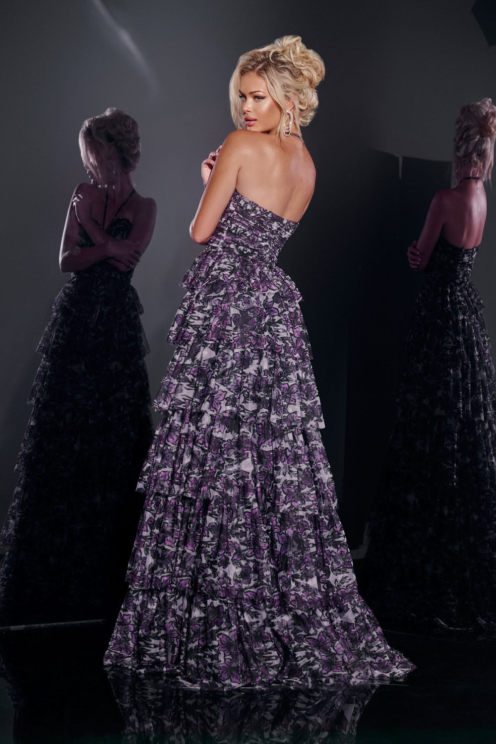 Jovani 40423 prom dress images. Jovani 40423 is available in these colors: Fuchsia, Purple, Ivory.