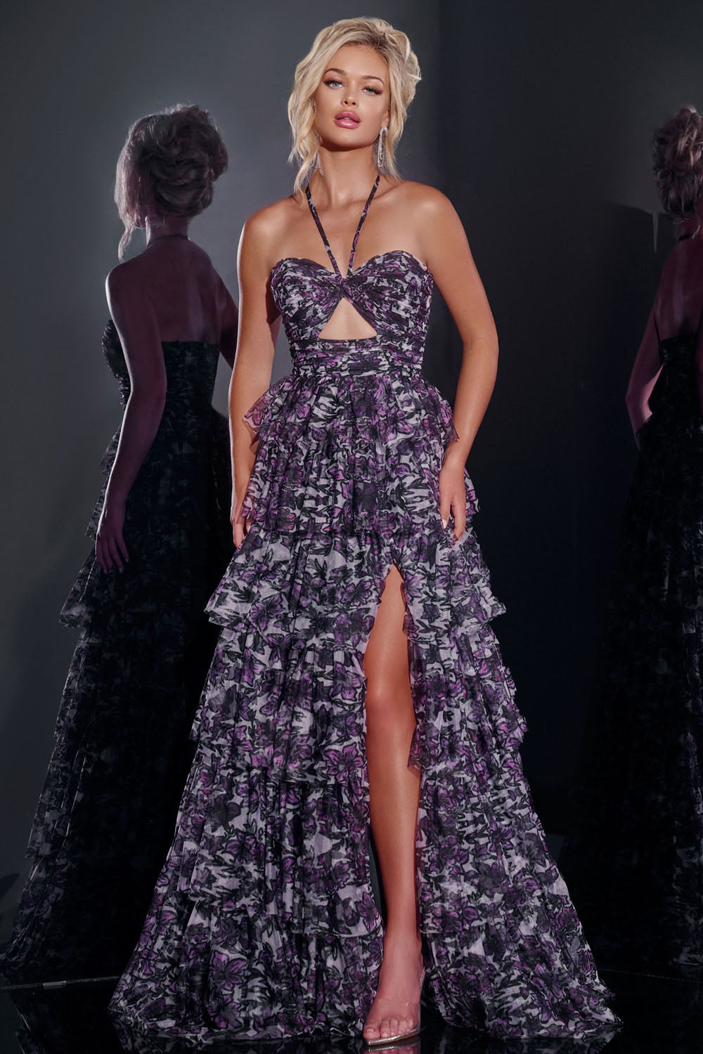 Jovani 40423 prom dress images. Jovani 40423 is available in these colors: Fuchsia, Purple, Ivory.
