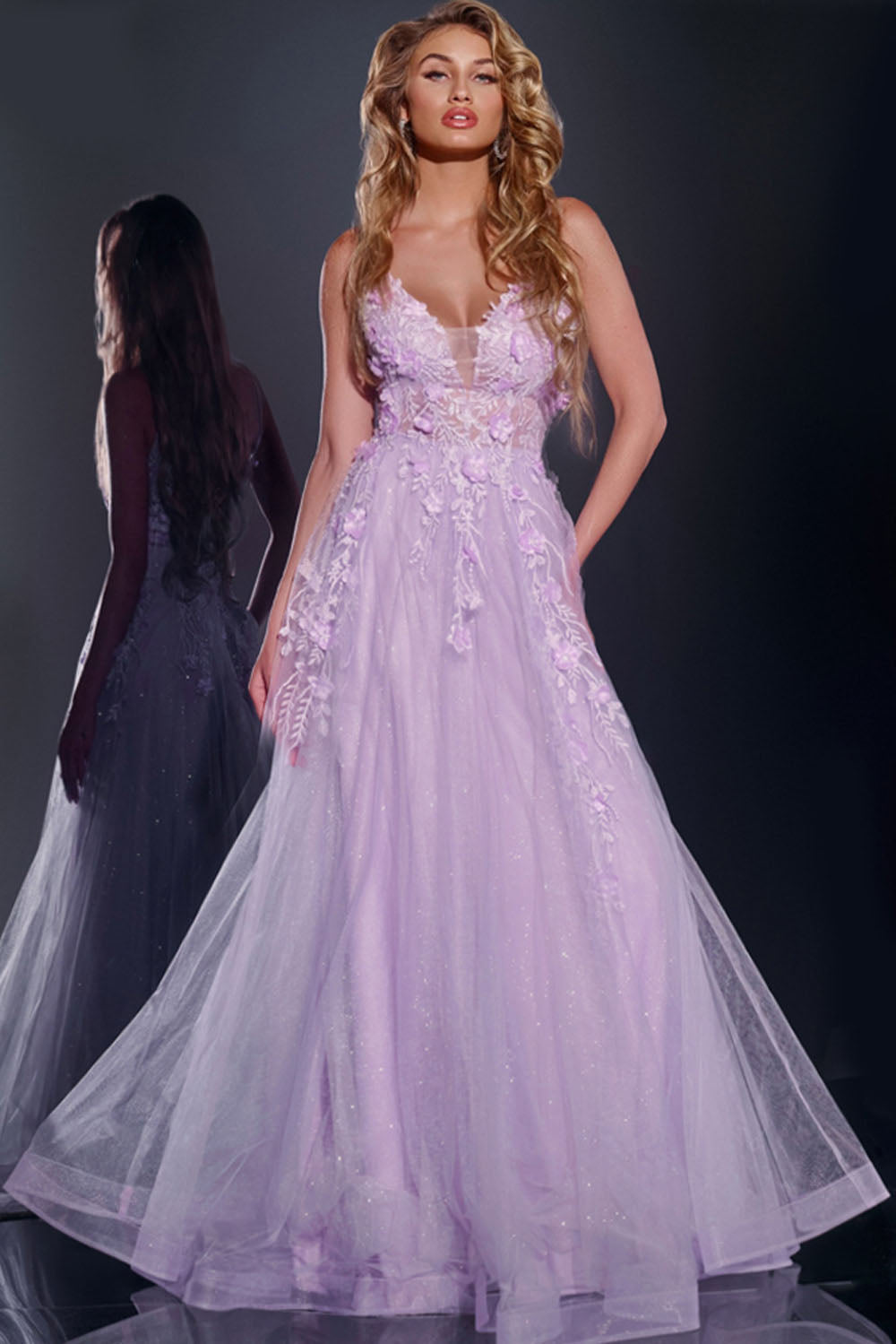 Jovani 40472 prom dress images. Jovani 40472 is available in these colors: Lilac, Black, Red.