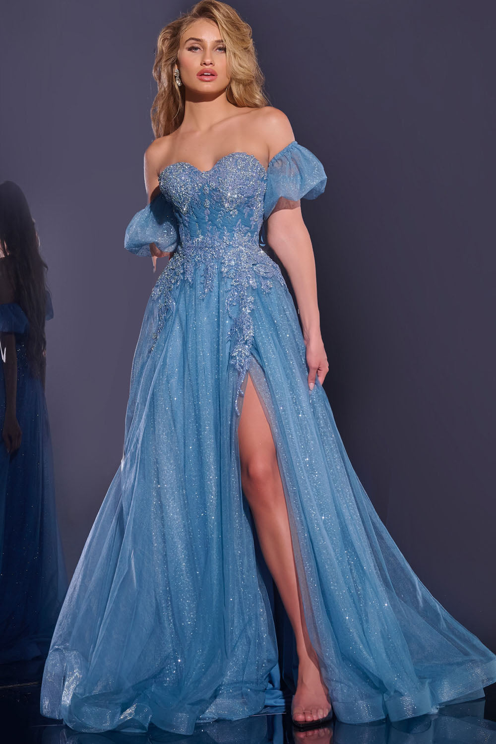 Jovani 40474 prom dress images. Jovani 40474 is available in these colors: Blue.