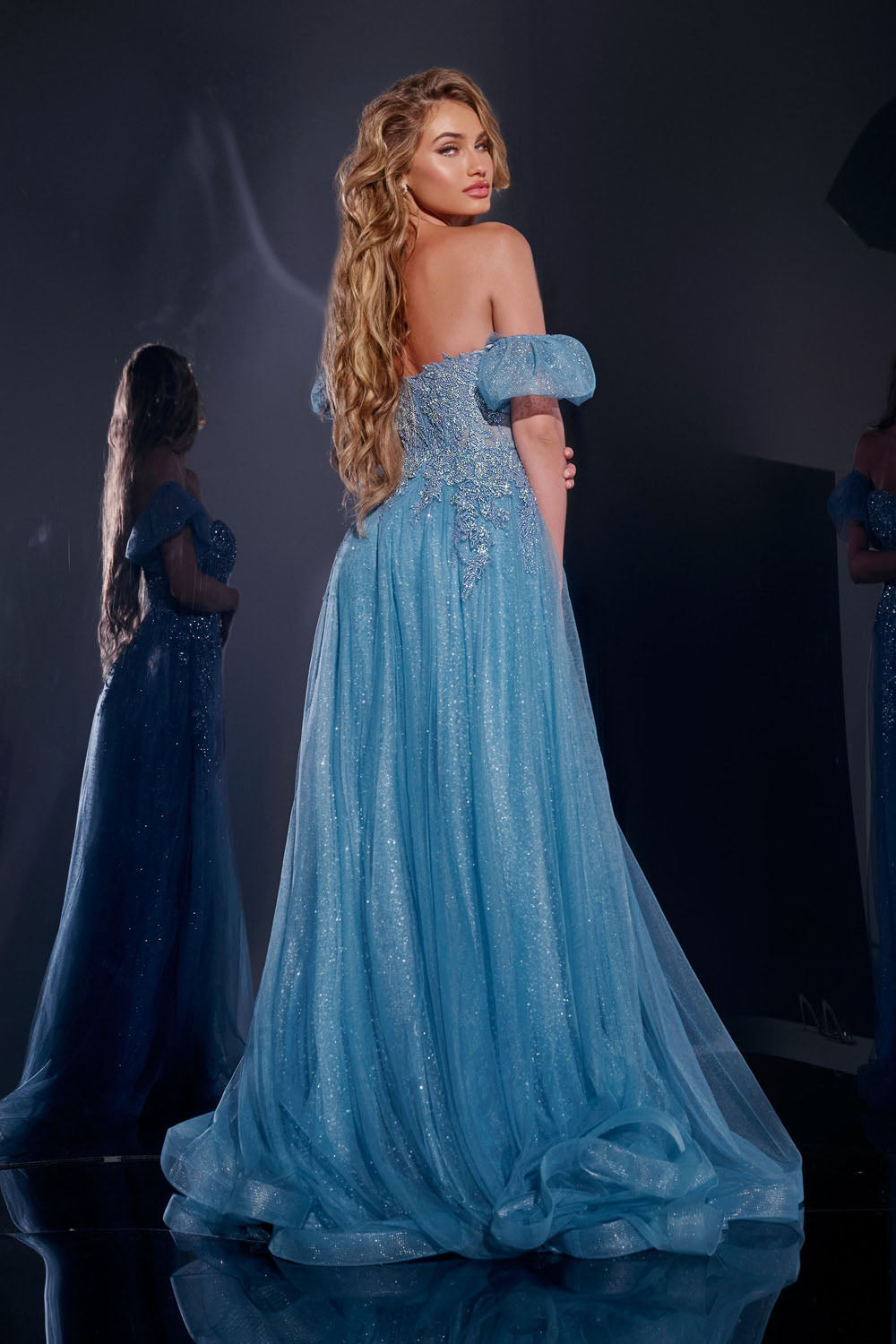 Jovani 40474 prom dress images. Jovani 40474 is available in these colors: Blue.