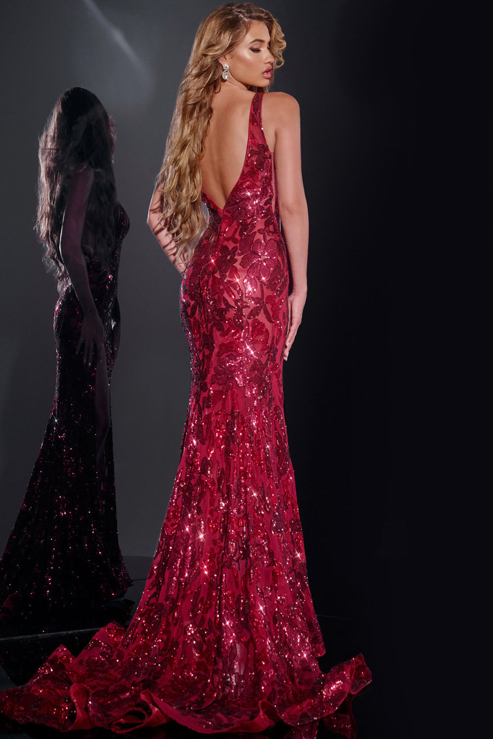 Jovani 40755 prom dress images. Jovani 40755 is available in these colors: Burgundy, Emerald, Gold, Royal.