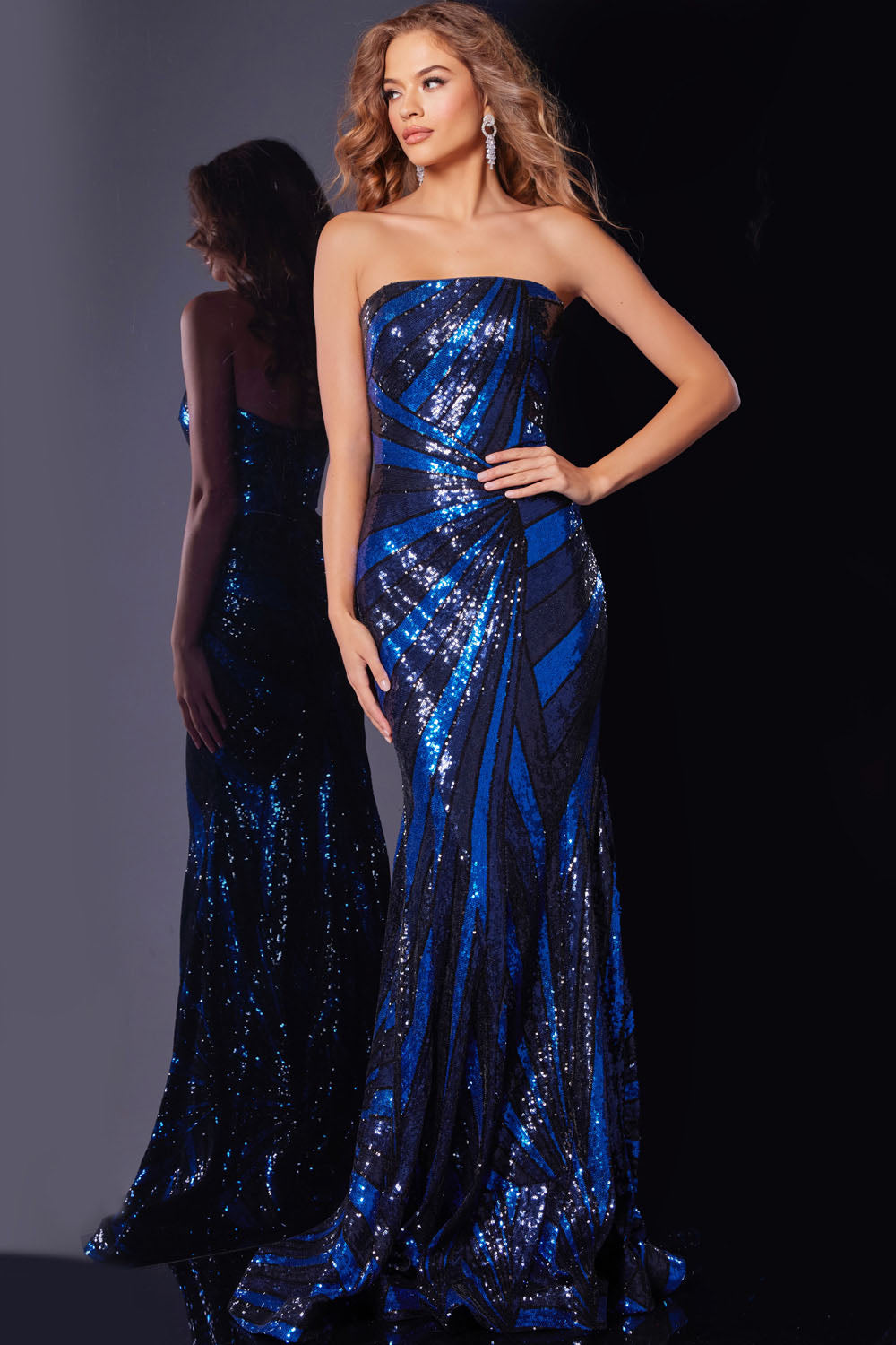 Jovani 40765 prom dress images.  Jovani 40765 is available in these colors: Black Gold, Navy Royal, Green, Red.