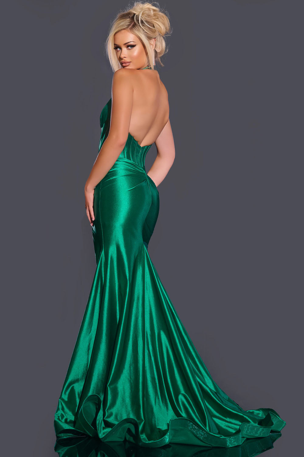 Jovani 41012 prom dress images. Jovani 41012 is available in these colors: Emerald, Hot Pink, Black.