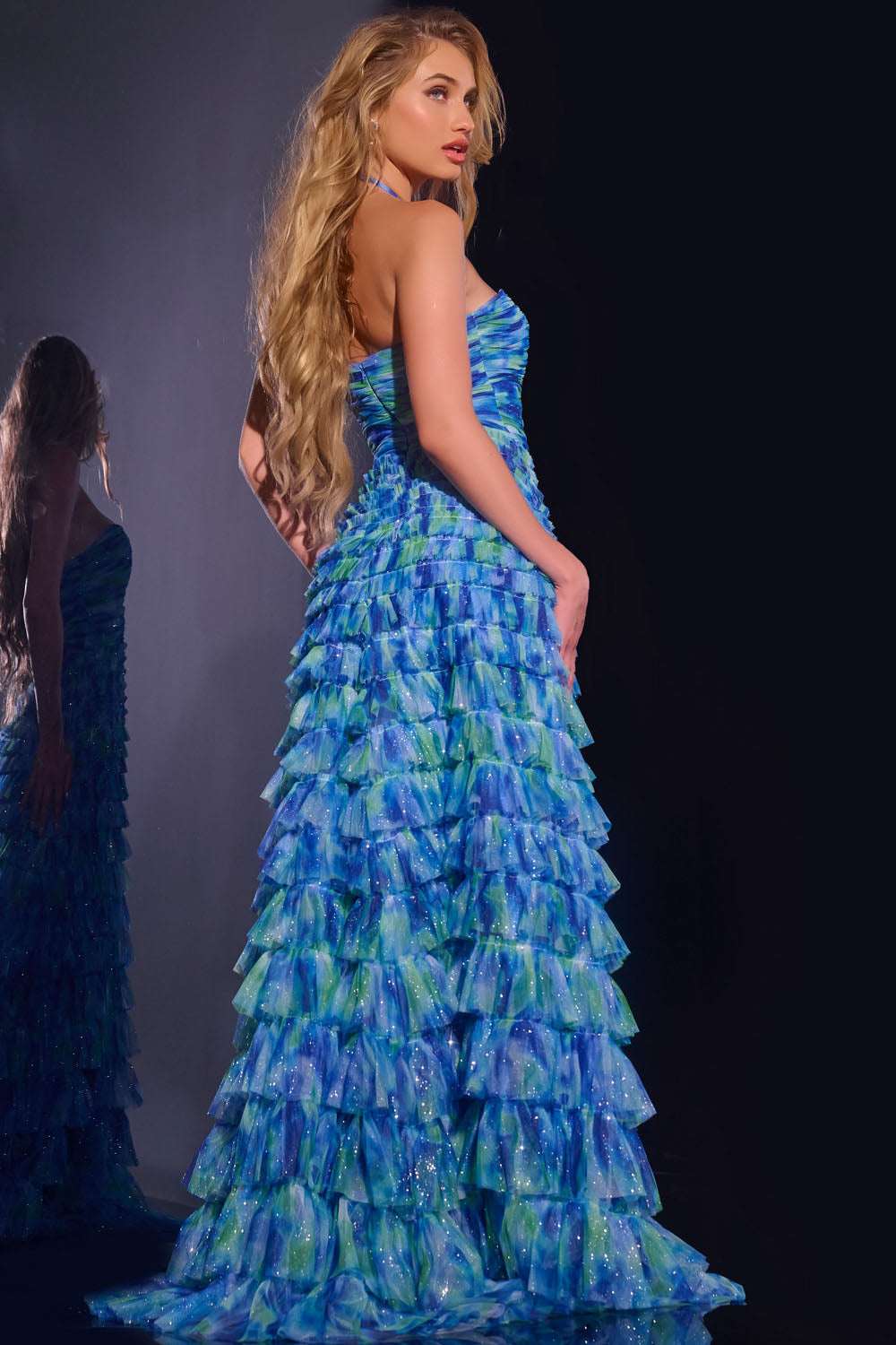 Jovani 42182 prom dress images. Jovani 42182 is available in these colors: Royal Multi.