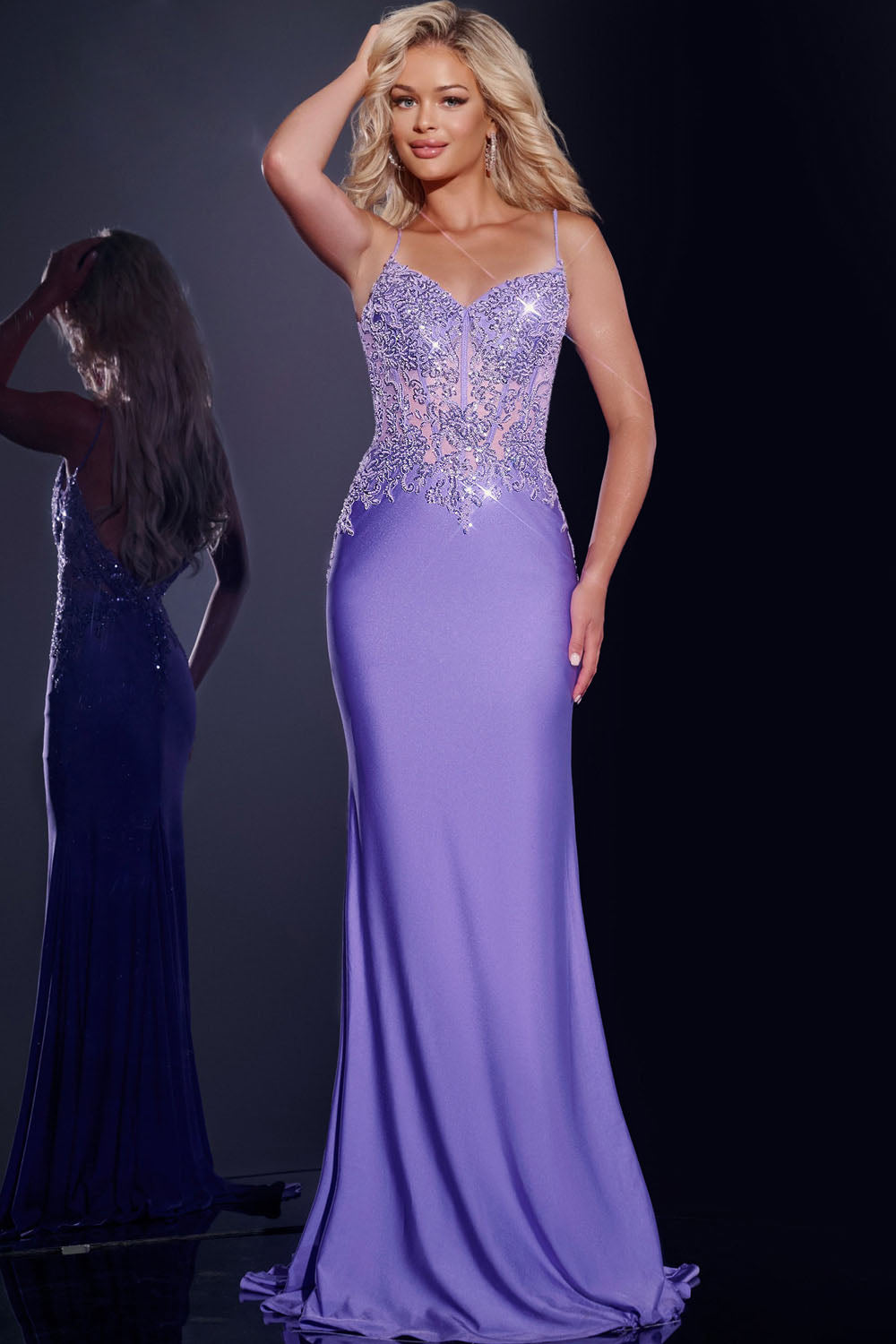 Jovani 42221 prom dress images. Jovani 42221 is available in these colors: Violet, Red.