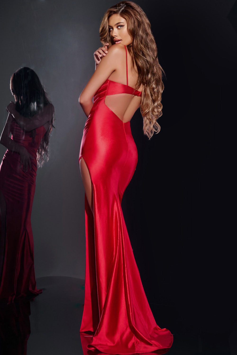 Jovani 42370 prom dress images. Jovani 42370 is available in these colors: Red, Royal, Ivory, Black.