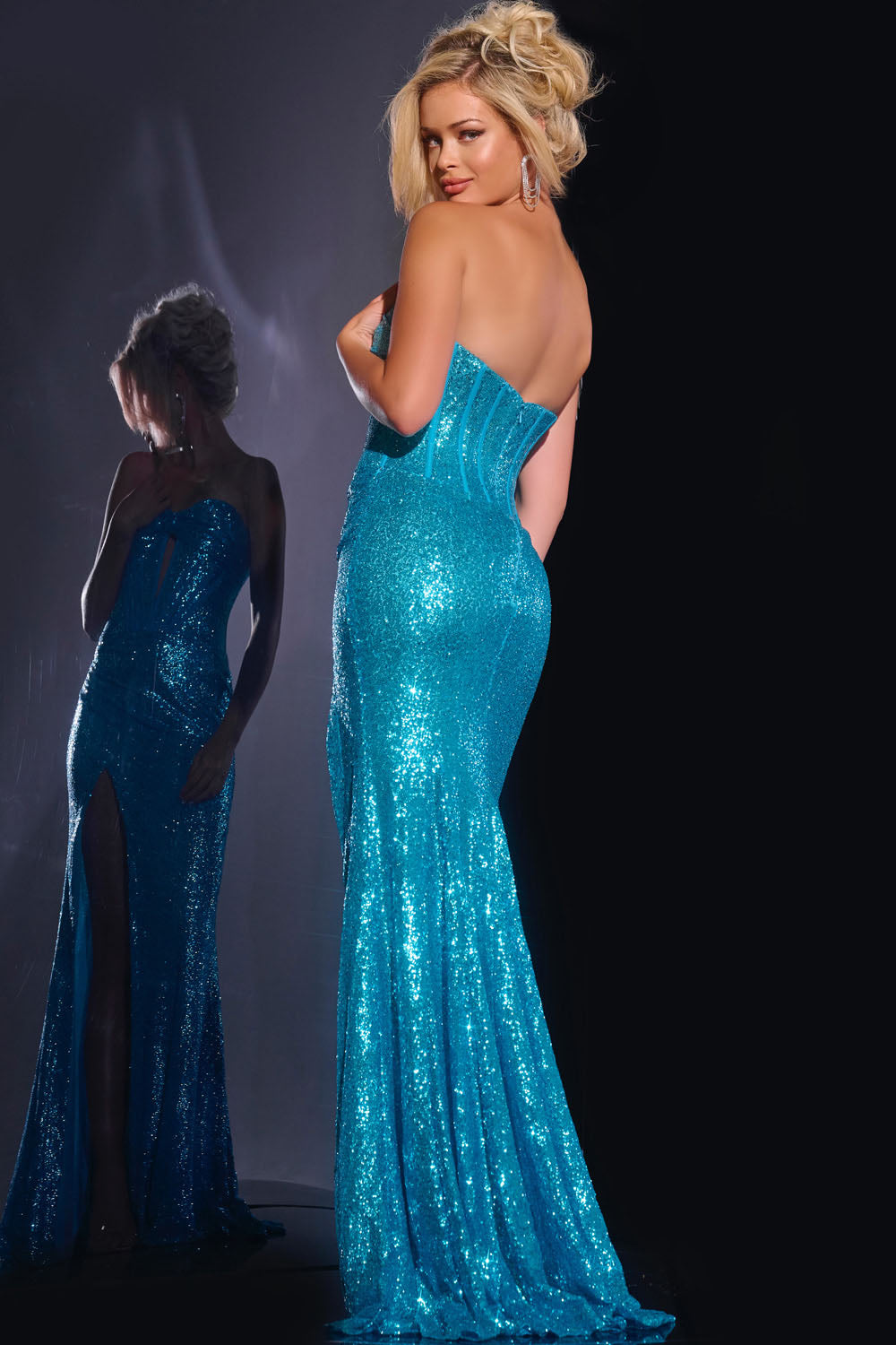 Jovani 42514 prom dress images. Jovani 42514 is available in these colors: Turquoise, Black, Orange, White Ab.