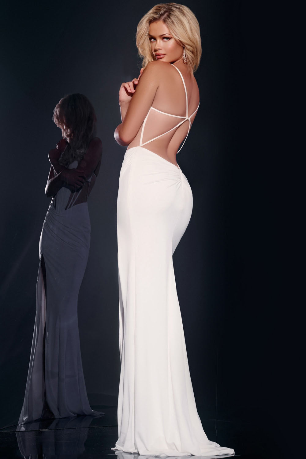 Jovani 42534 prom dress images. Jovani 42534 is available in these colors: Off White, Aqua, Black, Light Pink.