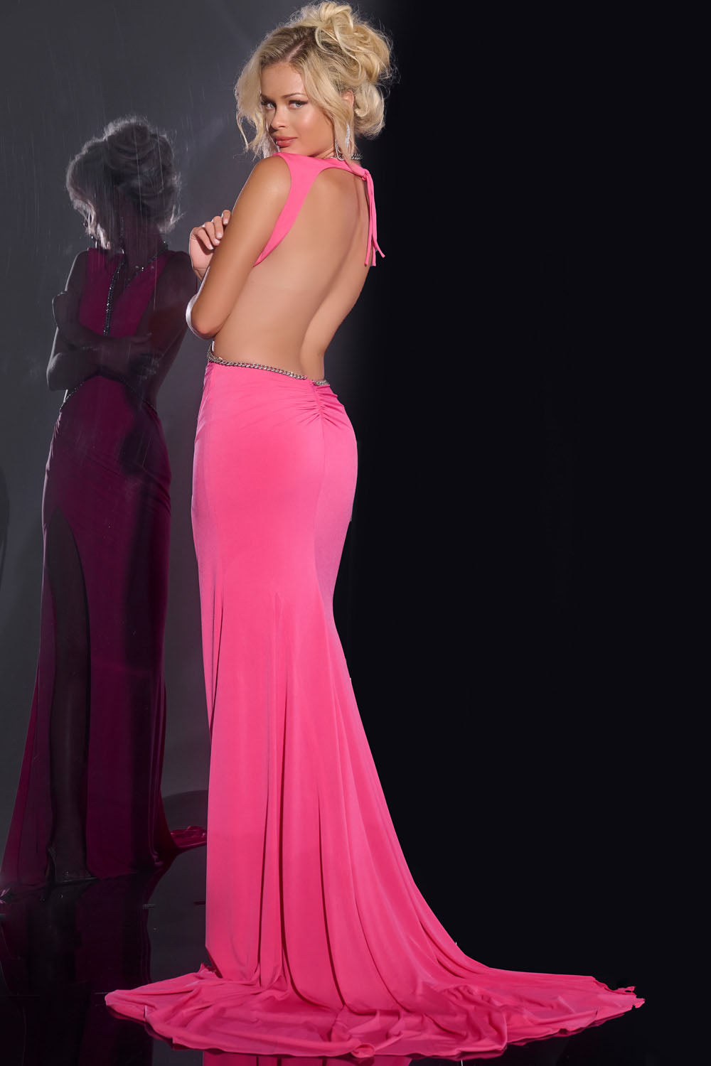 Jovani 42675 prom dress images. Jovani 42675 is available in these colors: Hot Pink, Royal, Black, White.