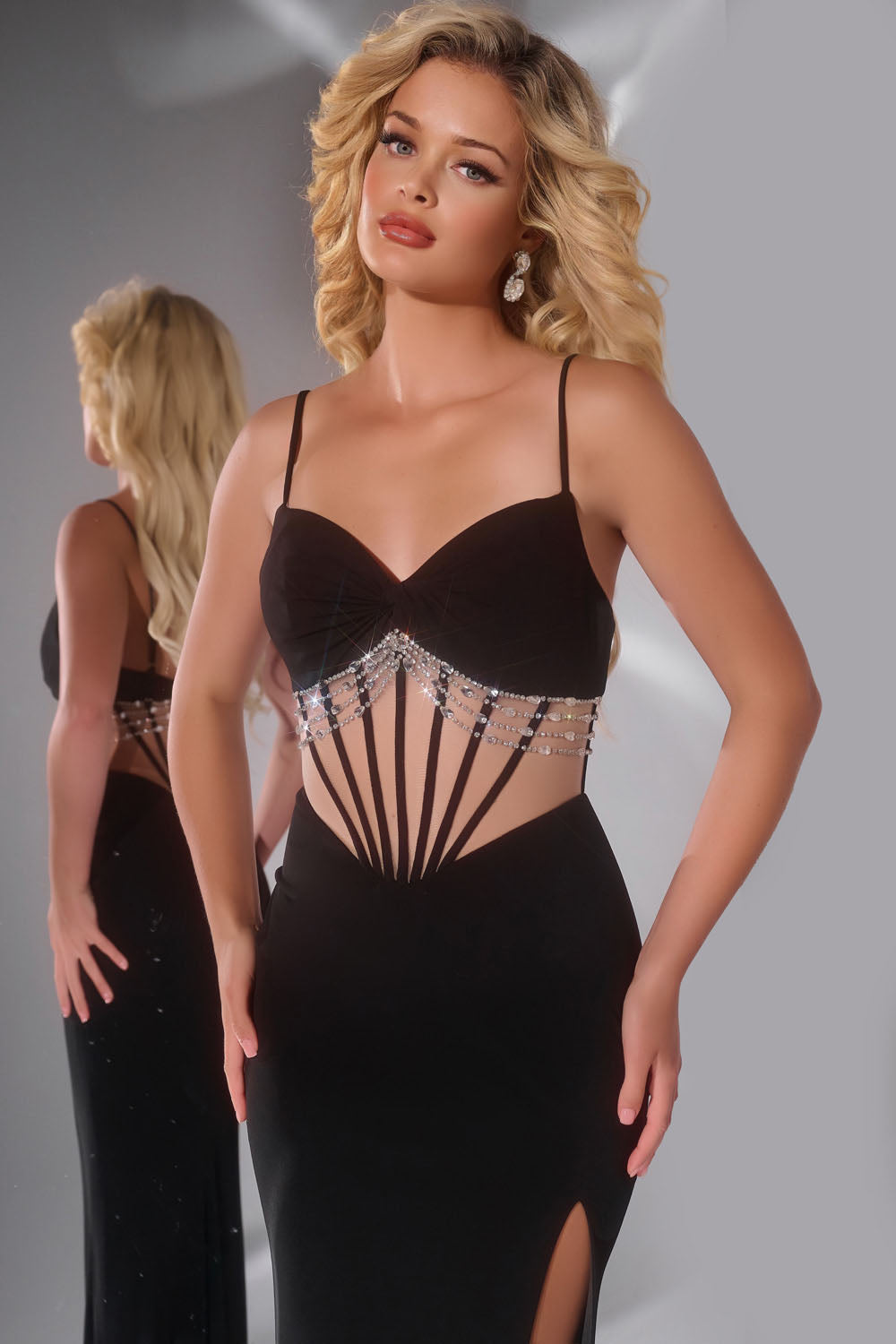 Jovani 42758 prom dress images. Jovani 42758 is available in these colors: Black, Off White.