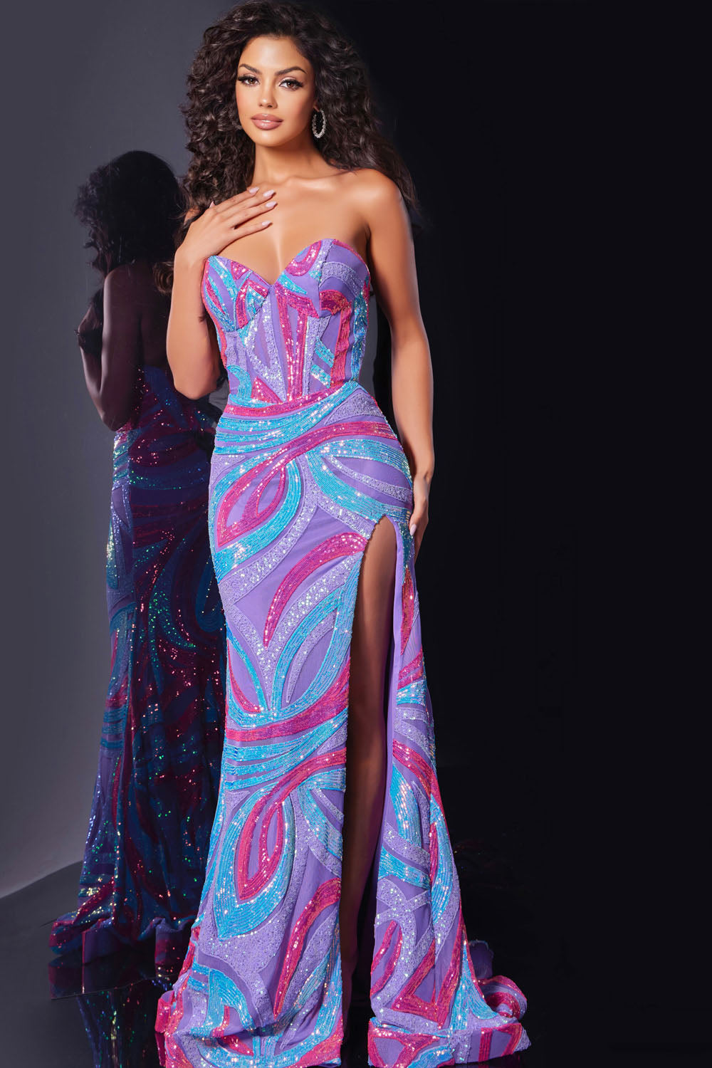 Jovani 43058 prom dress images. Jovani 43058 is available in these colors: Orchid Pink Blue.
