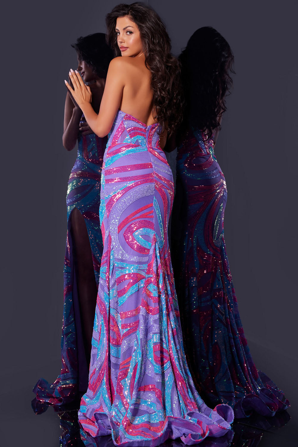 Jovani 43058 prom dress images. Jovani 43058 is available in these colors: Orchid Pink Blue.