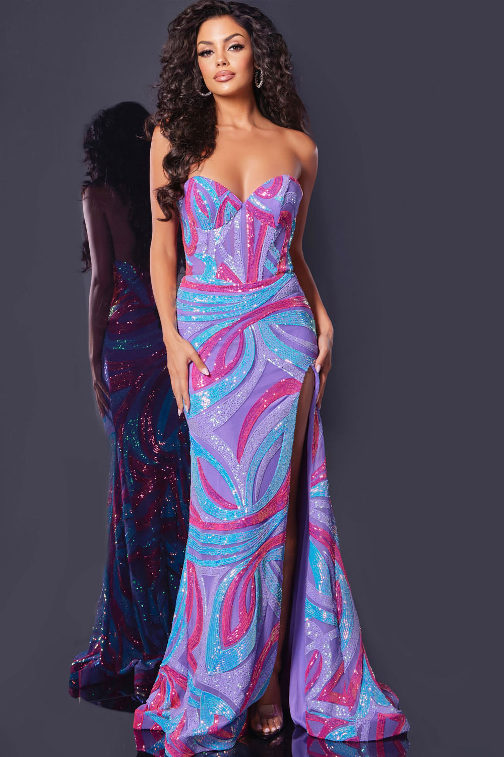 Jovani 43058 prom dress images. Jovani 43058 is available in these colors: Orchid Pink Blue.