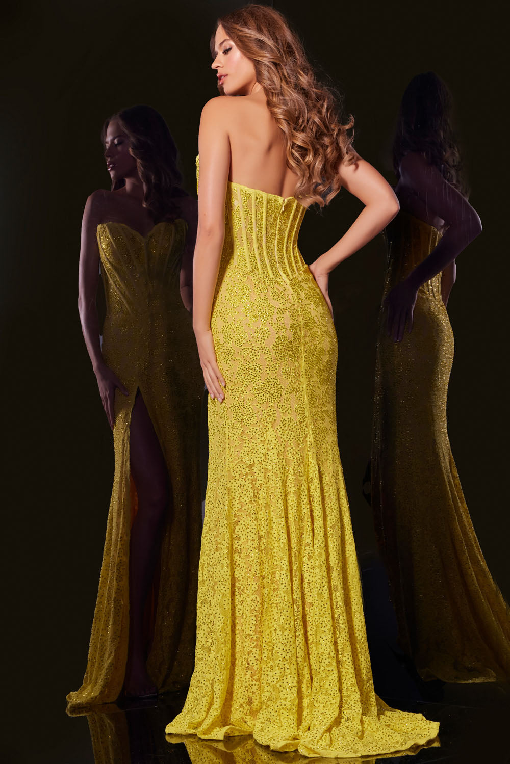 Jovani 43093 prom dress images.  Jovani 43093 is available in these colors: Yellow, Black, Pink.