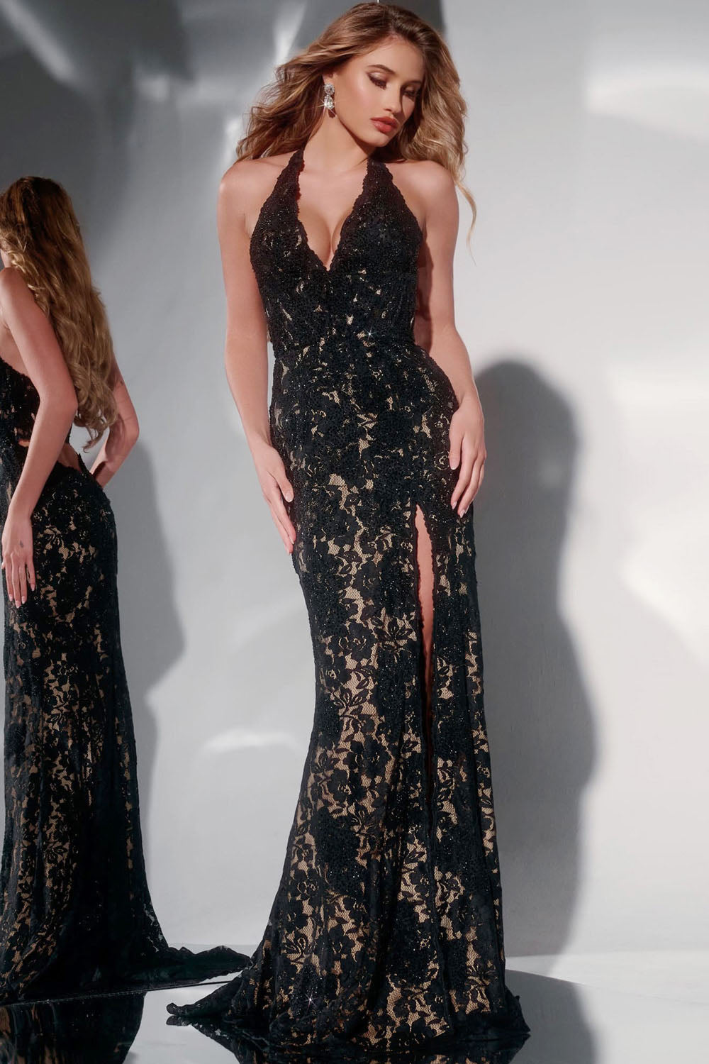 Jovani 43097 prom dress images.  Jovani 43097 is available in these colors: Black, Emerald, Ivory, Red, Royal.